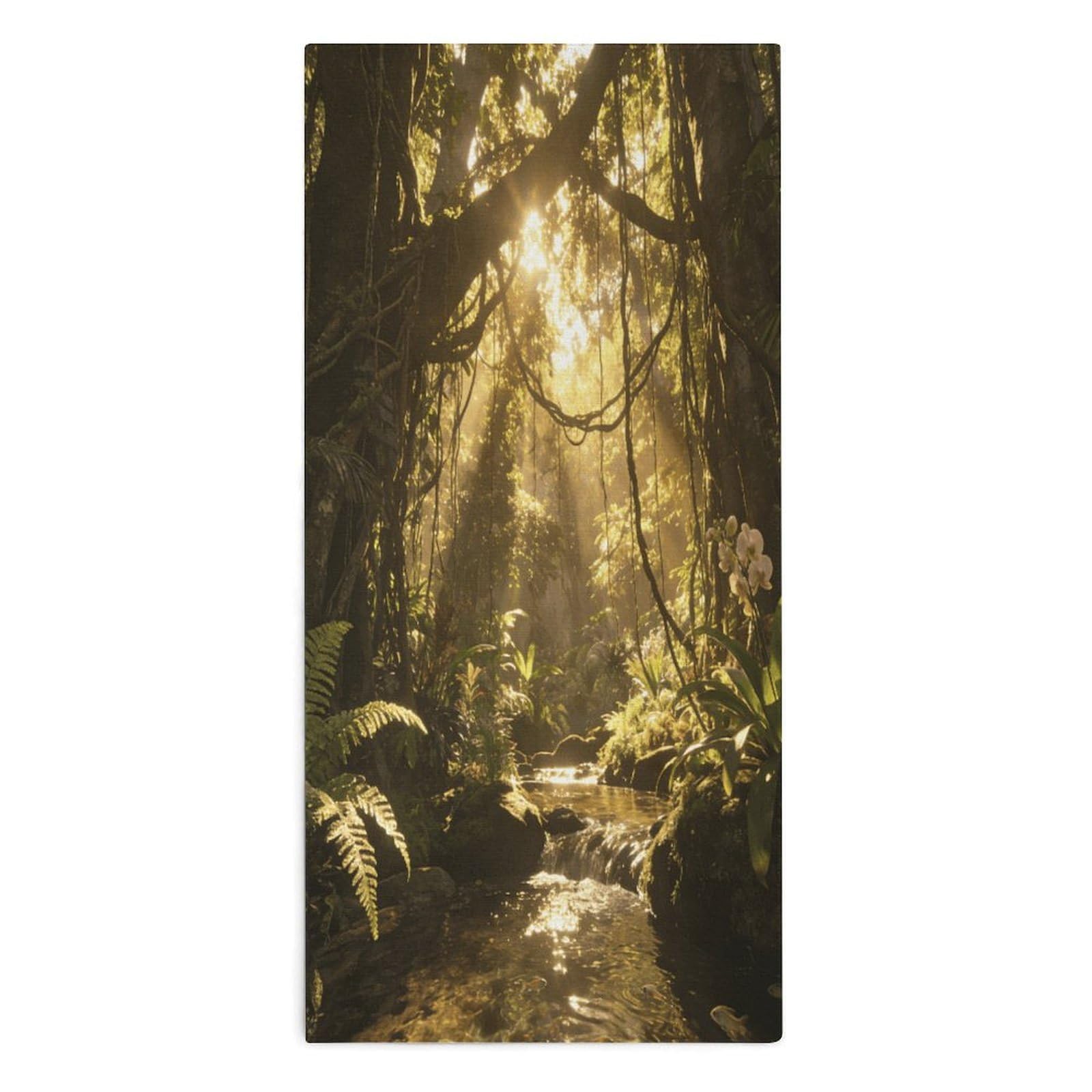 YUXBVKRS Sunlit Tropical Jungle Stream Hand Towels for Bathroom 14x29 Inch