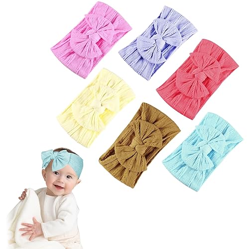 Paquete de 6 diademas de nailon para bebés, cintas elásticas para el cabello, accesorios para el cabello hechos a mano para bebés, niñas, recién