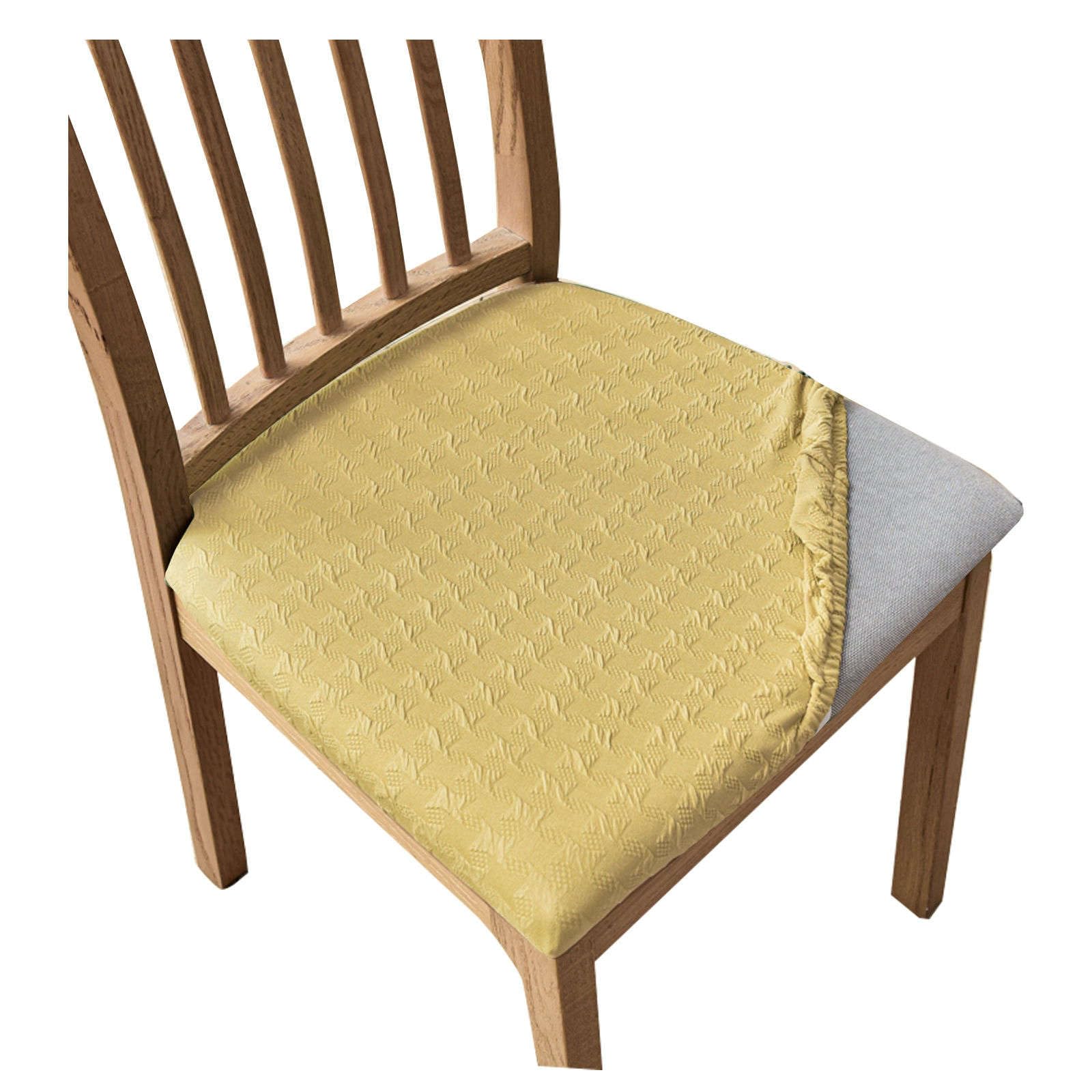 Set di 6 coprisedili elasticizzati rimovibili per sedie da pranzo, lavabili per cucina e sala da pranzo, in tessuto giallo
