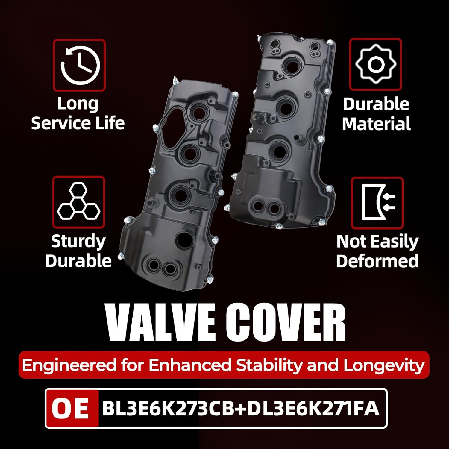 MITZONE Upgrade Aluminum Valve Covers Left and Right Compatible with 2013-2019 Ford F-150 Expedition Transit Navigator 3.5 Turbo