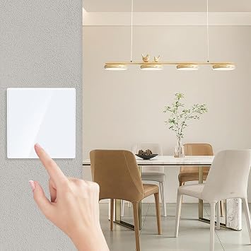 CNBINGO Big Rocker Button Switch, Glass Wall Plate, Single Light Switch