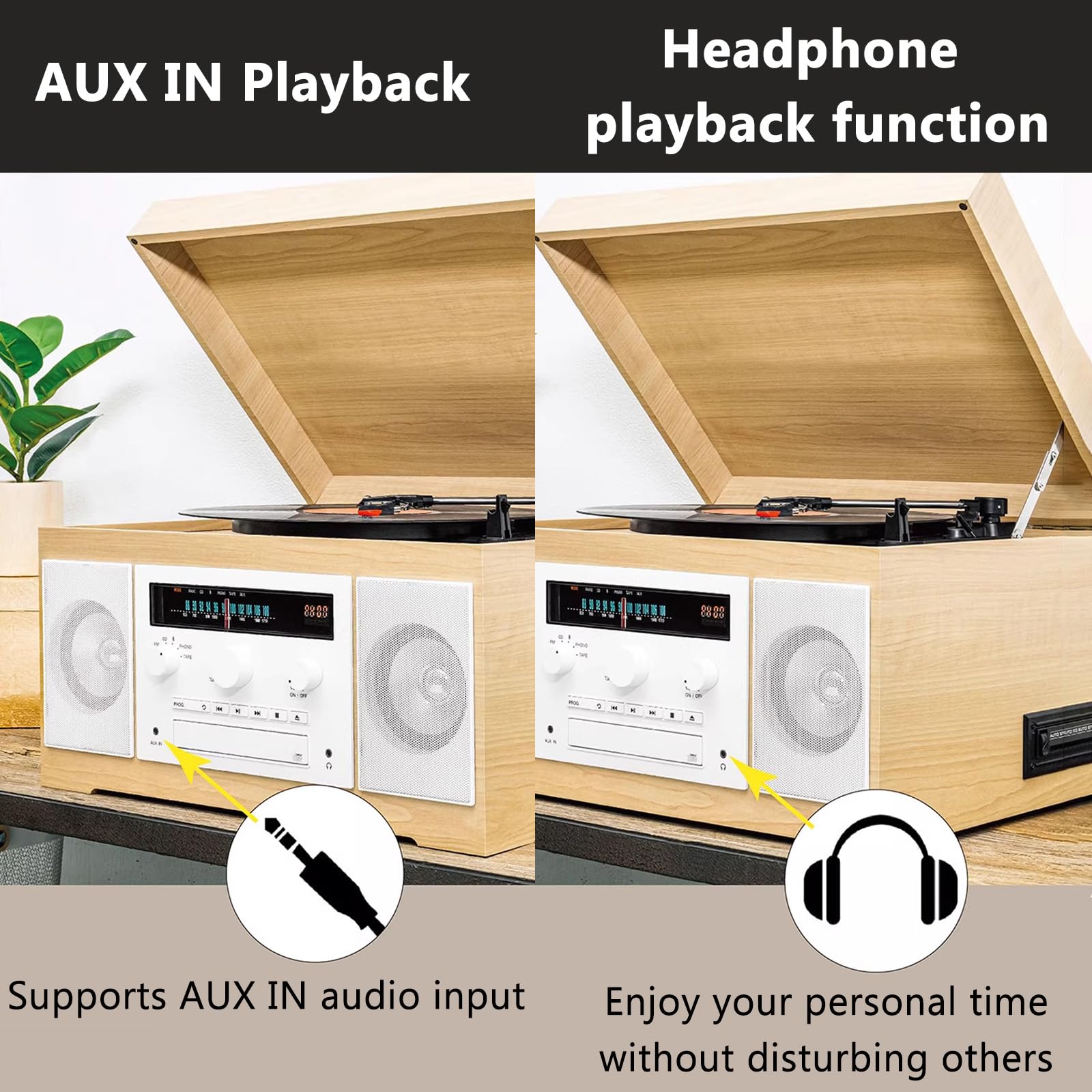 Lettore audio multifunzionale con Bluetooth, CD, cassetta, radio AM/FM e supporto per cuffie, per musica, notizie e intrattenimento