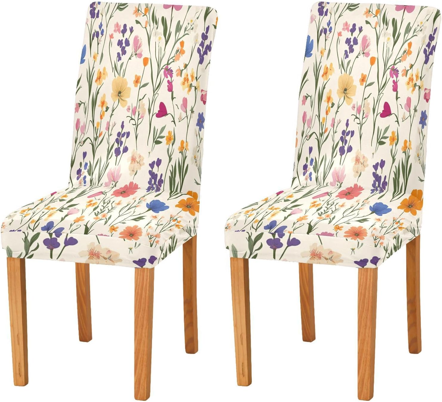 ALAZA Chair Covers for Dining Room, Floral Daisies Wildflowers Stretch Chair Cover Sets Chair Protector Removable Washable for Ktichen Restaurant Hotel