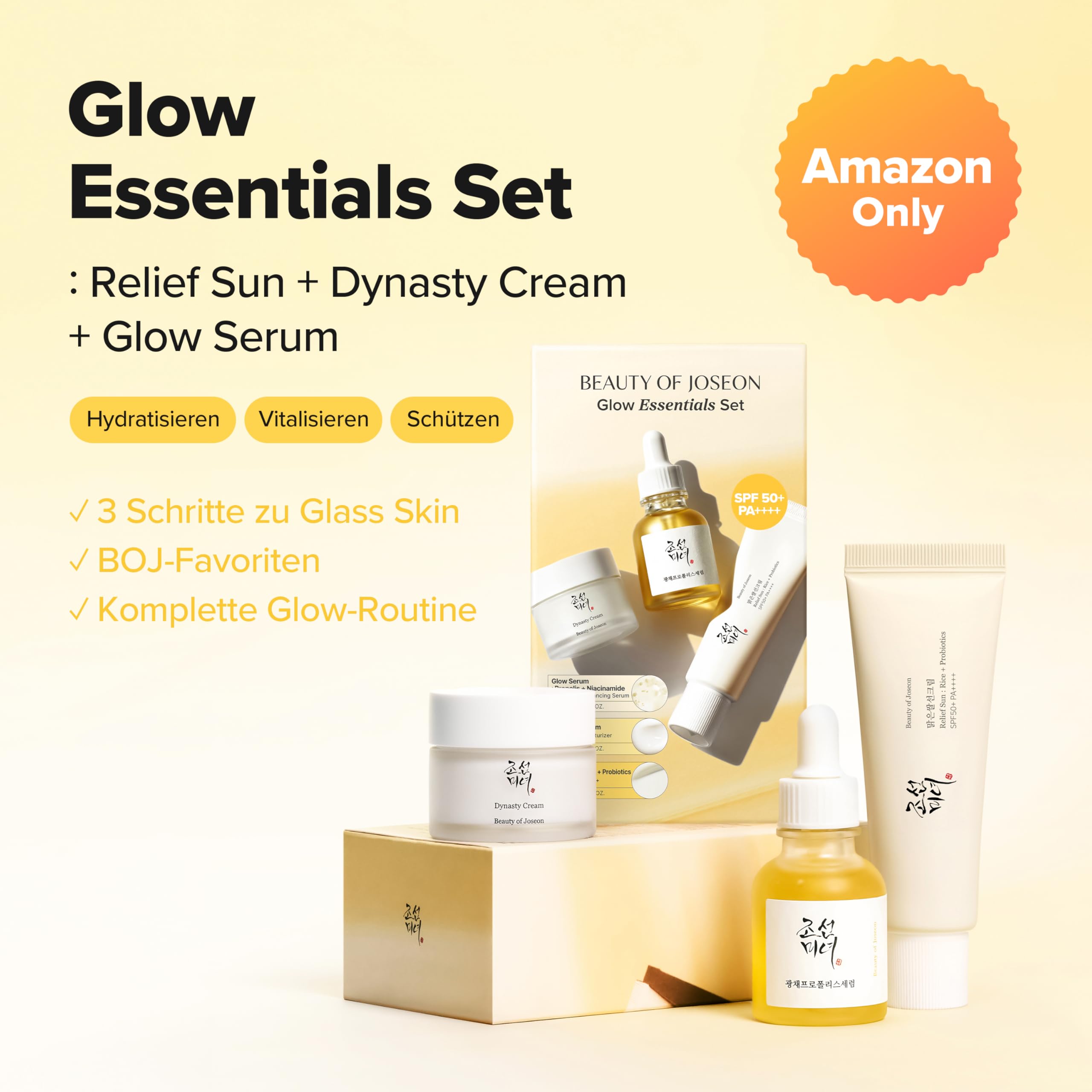 Beauty of Joseon Glow Essential Set Relief Sun 50ml Dynasty Cream 30ml Glow Serum Korean Skin Care Gift Set