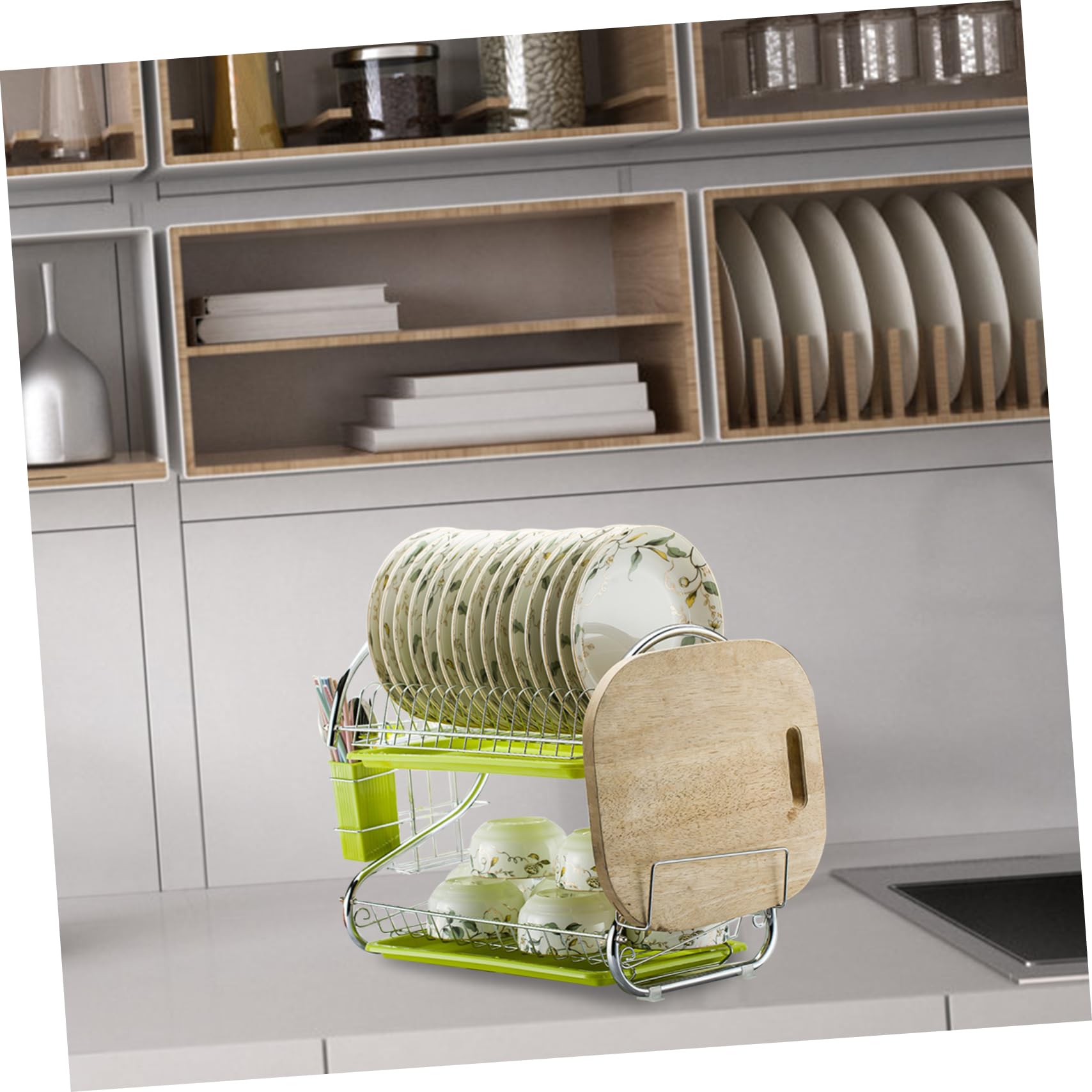 TOPBATHY Escurridor de Platos de Hierro, Doble Capa y Diseño de Drenaje, Mantiene la Vajilla Seca, Adecuado para Cocina, Restaurantes y Hoteles