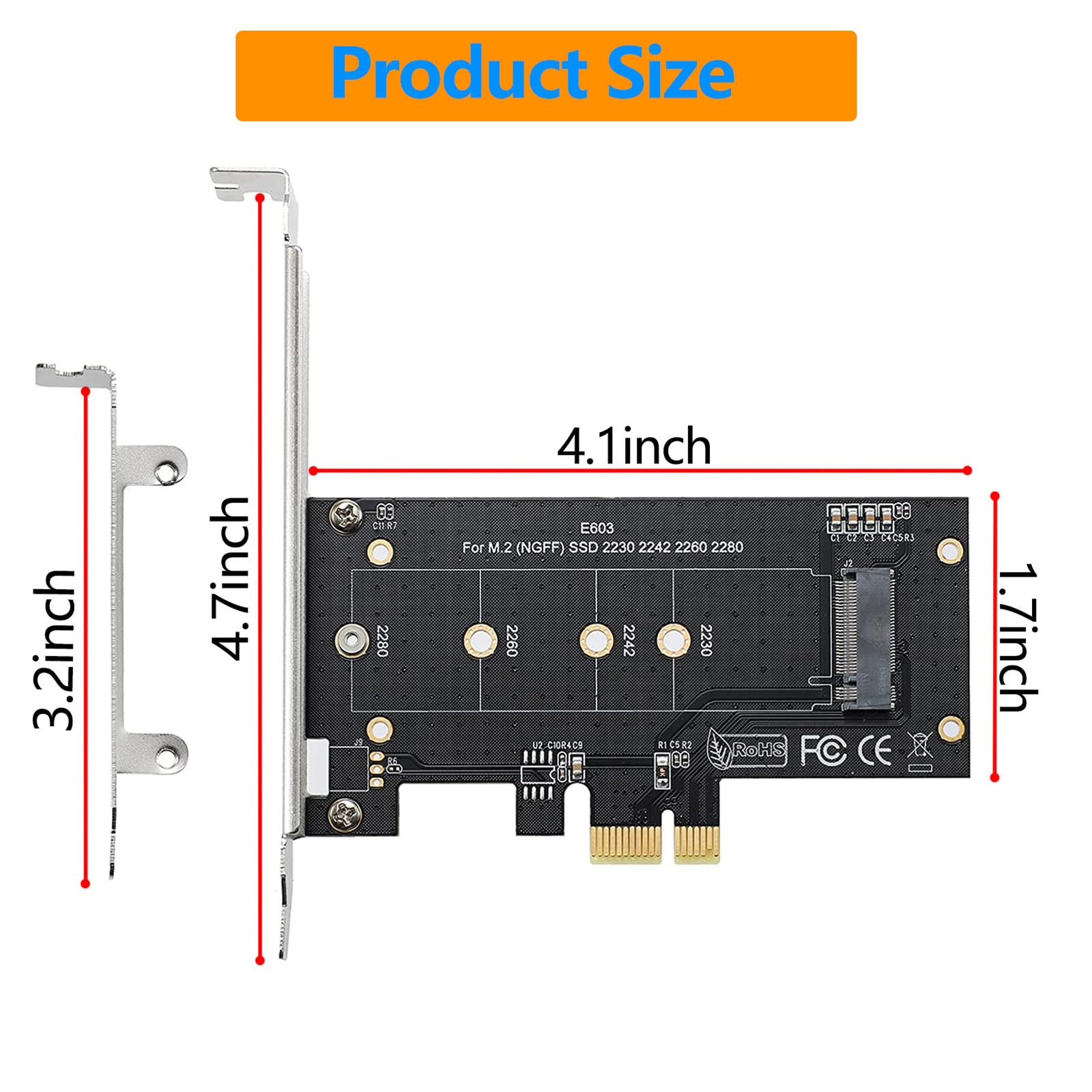 M.2 PCIe PCI E Adapter, M.2 to PCI E3.0 X1 Expansion Card,M2 SSD NGFF NVME (m Key