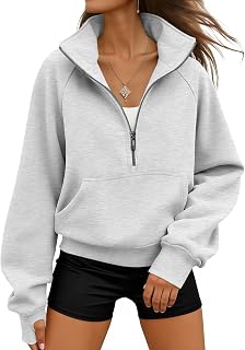 Womens Sweatshirts Hoodies 2025 Fall Fashion Clothes Half Zip Pullover Cropped Fleece Sweaters Workout Soft Outfits