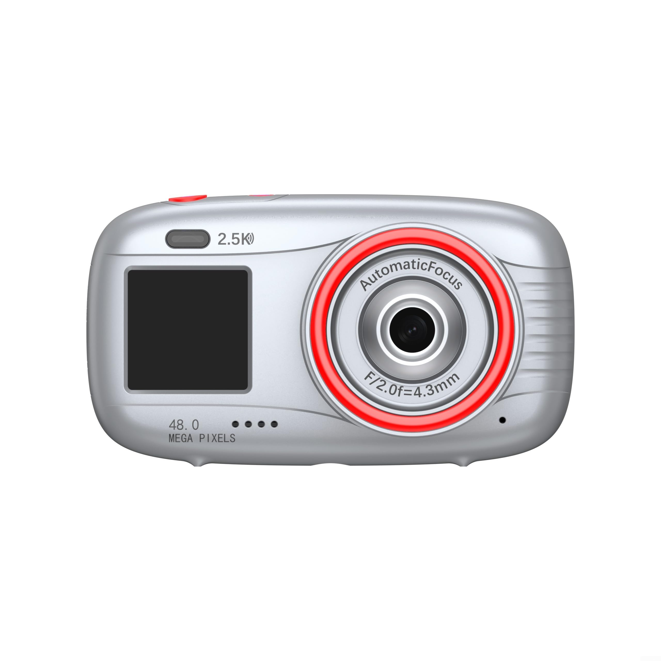 Fotocamera digitale a doppio schermo da 2,5 K con 48 MP, zoom 16x, WiFi e display principale da 3 pollici, fotocamera compatta per vlogging per principianti, supporta 256 GB per scheda SD (nero