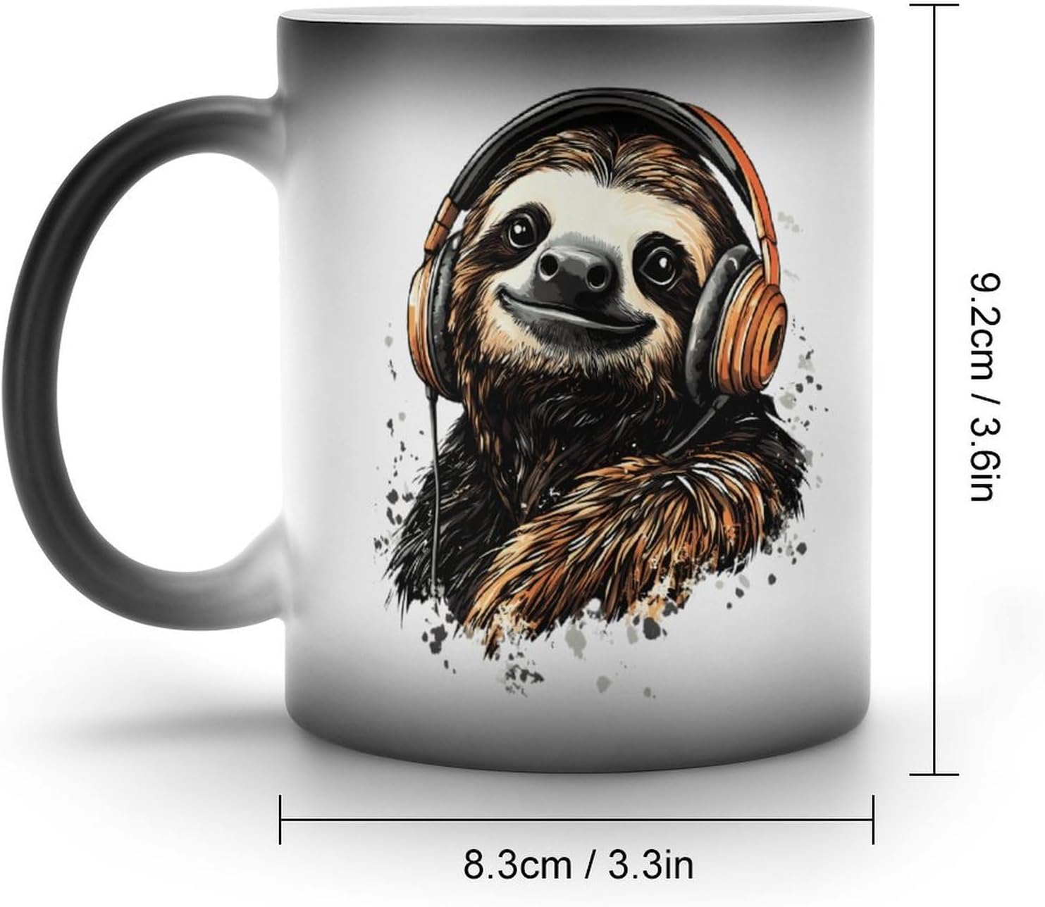 Sloth with Headphone Funny Color Changing Coffee Mug Ceramic Magic Cup Personalized Discoloration Tea Mugs