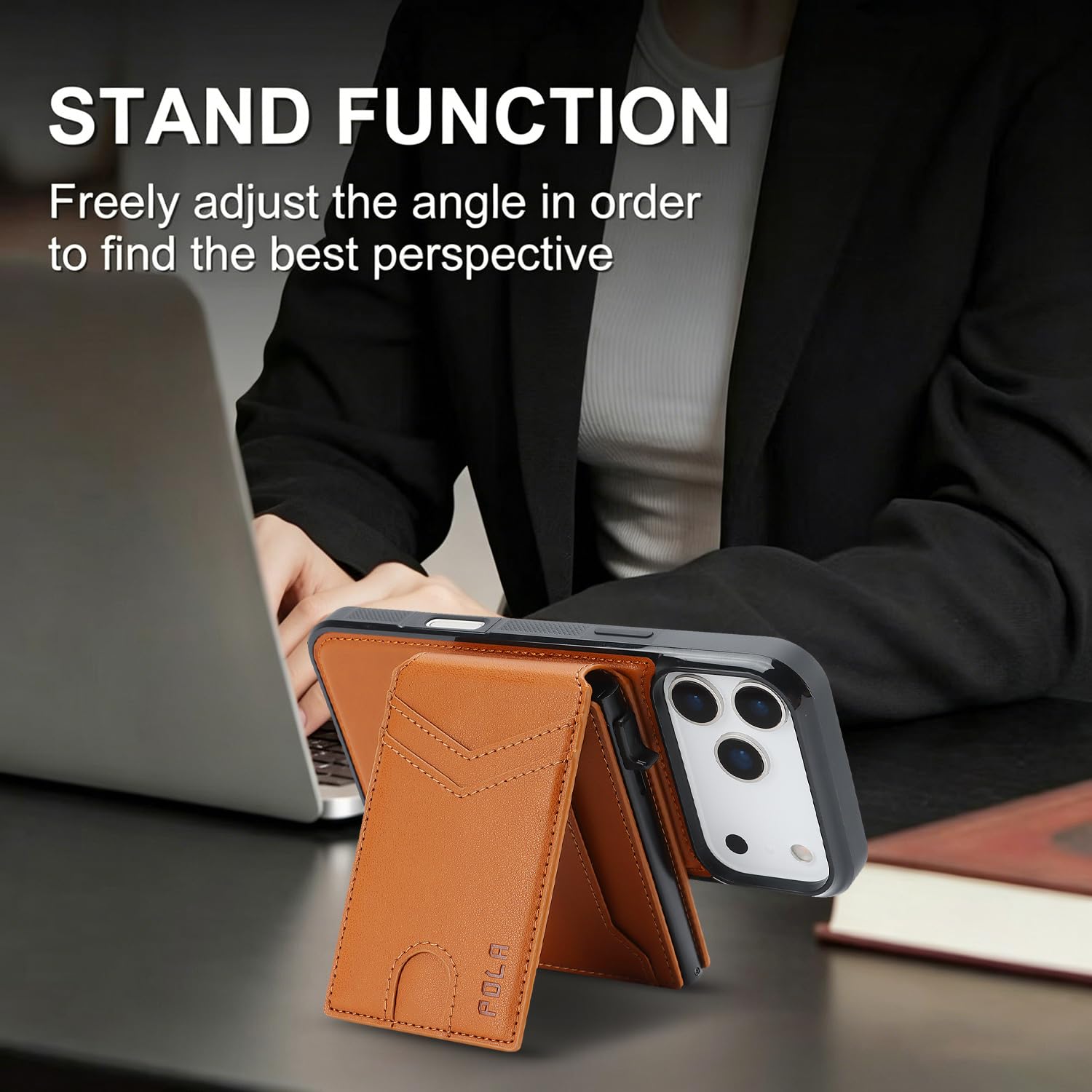 Funda para iPhone 15 2 en 1, Desmontable, con Compartimento magnético para Tarjetas, Cartera de Piel, Resistente a Golpes y protección RFID (para iPhone 15/Naranja).