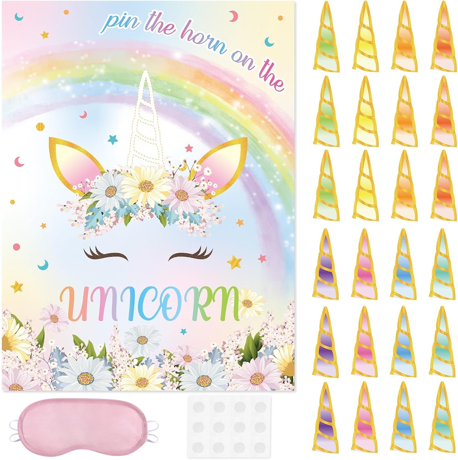 WERNNSAI Pin the Horn on the Unicorn Birthday Party Game