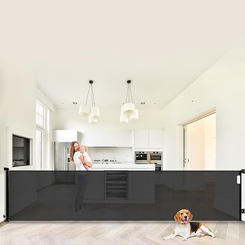 Miniatura 1 de Puertas retráctiles para bebés de 120 pulgadas extra anchas para grandes aberturas, escaleras y puertas, puertas para perros para la casa, puertas