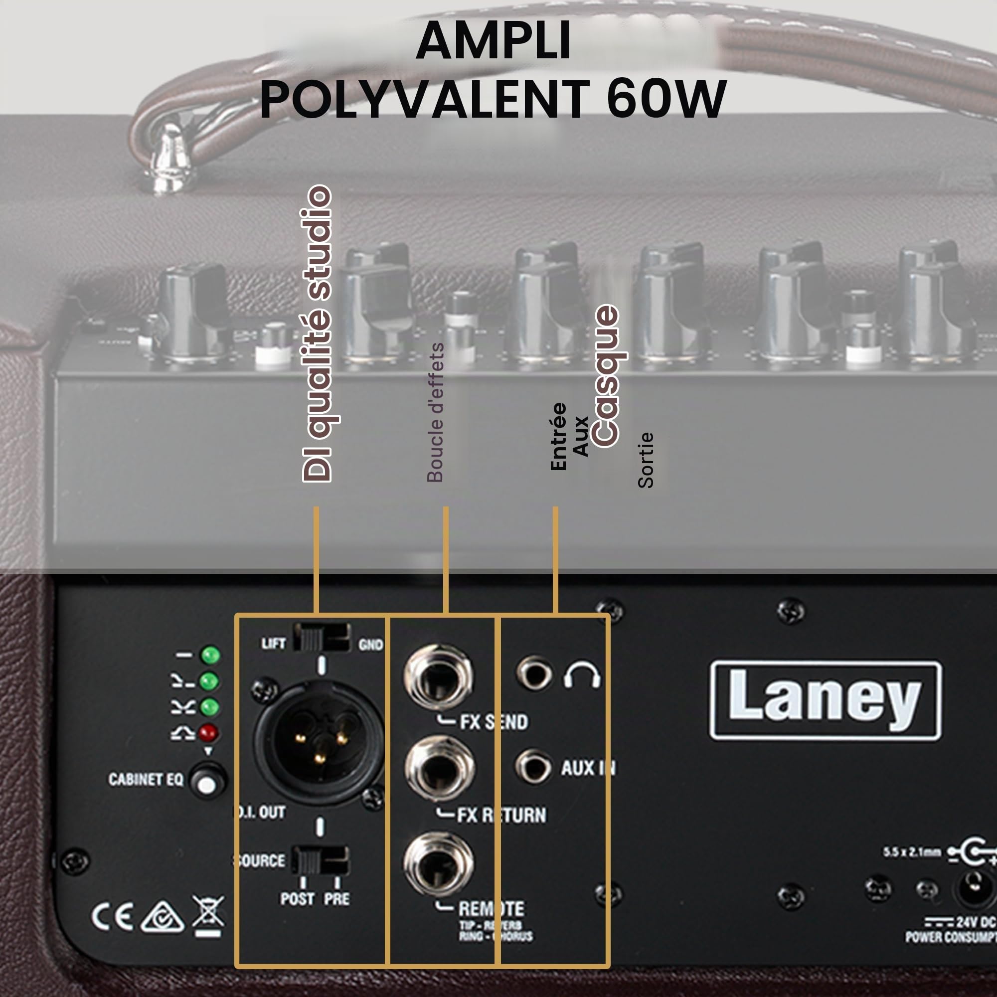 Laney A Series A-SOLO - Acoustic Instrument Combo Amp - 60W - 8 inch Coaxial Woofer