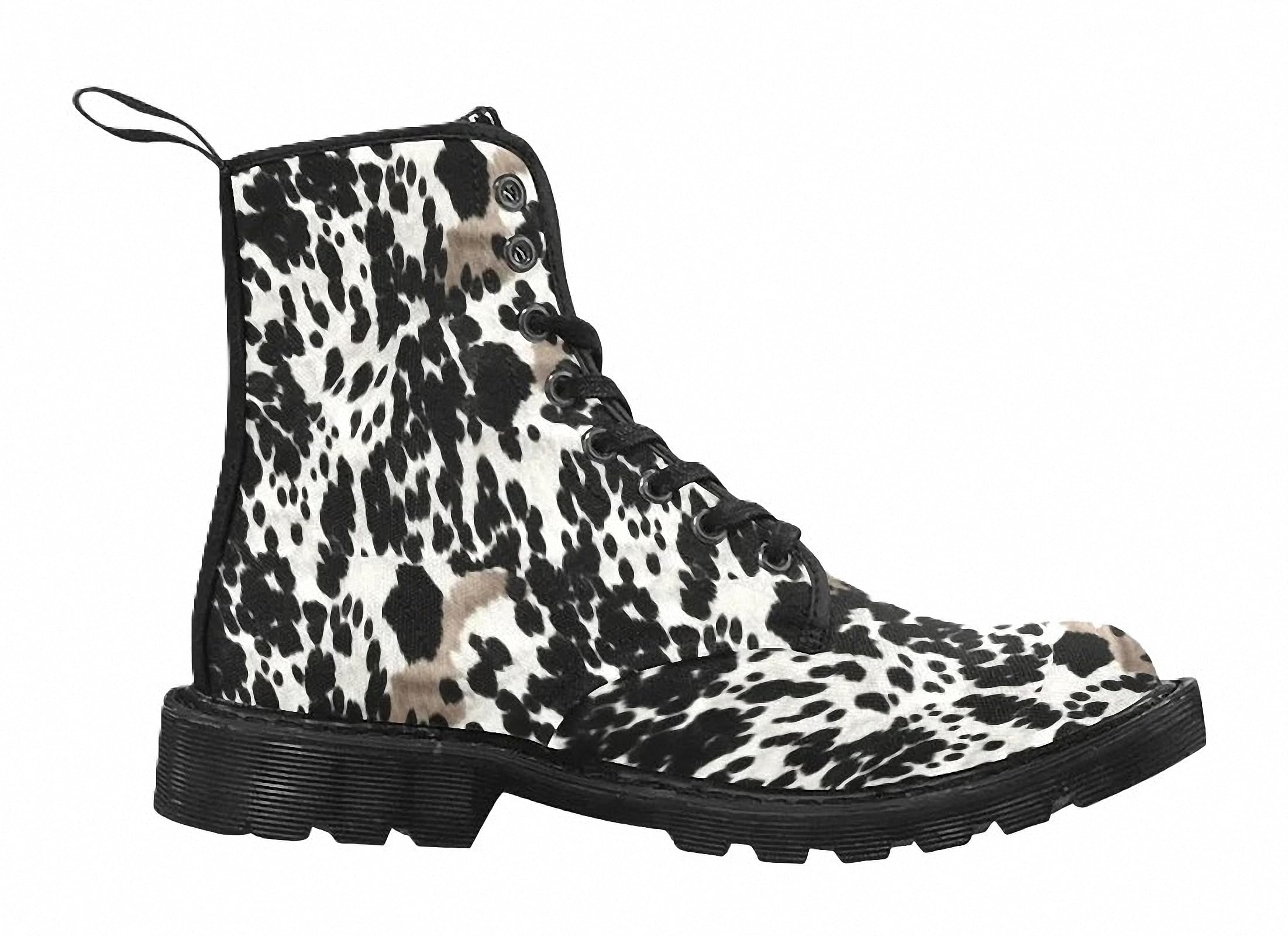 Women Ankle Boots Leopard Gradient Print Butterfly Flower Starry Sky Color-blocked Combat Booties Platform Lightweight Leather with Jeans