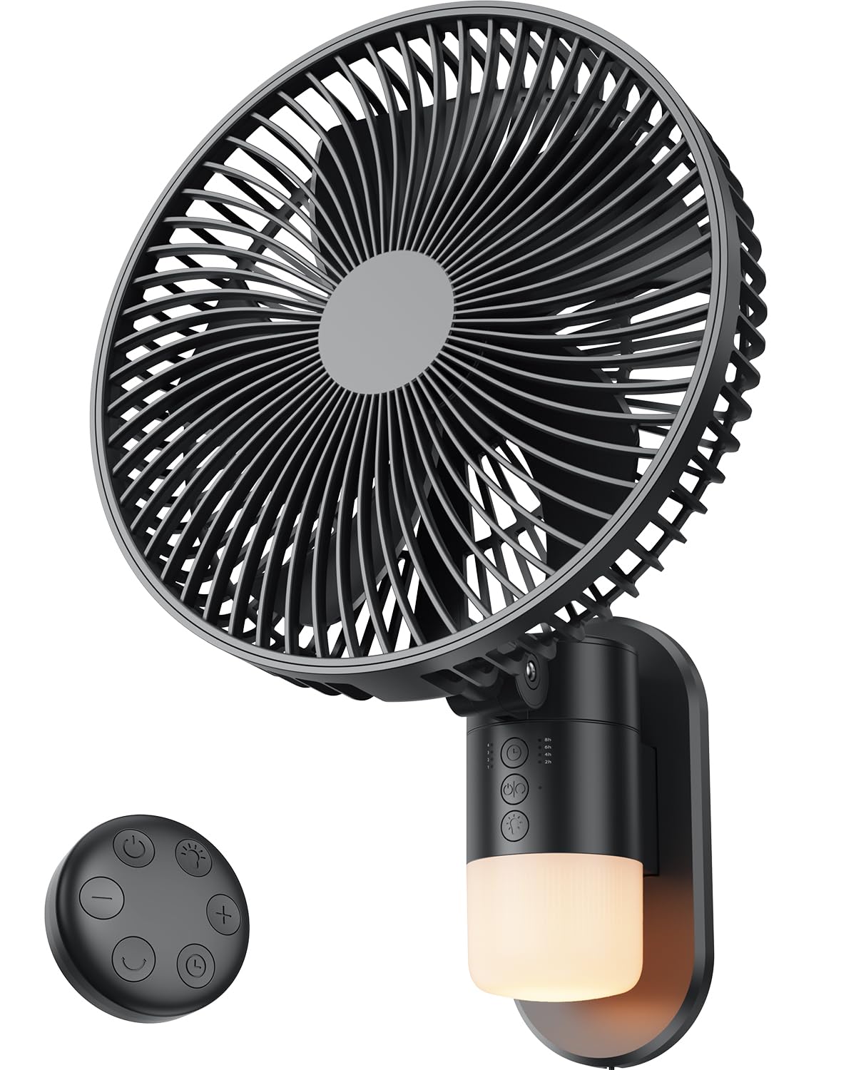 Photo 1 of ZEWOO 10 Inch Wall Mount Fan with Light and Remote Control – 90° Oscillating RV Fan, 4 Speeds Quiet Motor, 180° Manual Tilt, Timer Setting for Bedroom, Dorm, Home Office, Small Spaces