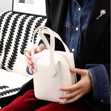 Travel Makeup Bag, Large Capacity Cosmetic Bag for Women Girls, Wide Open Make up Bag Pouch with Compartments Handles Zippers, Portable Travel Cosmetic Toiletry Wash Storage Organiser Bag (White)