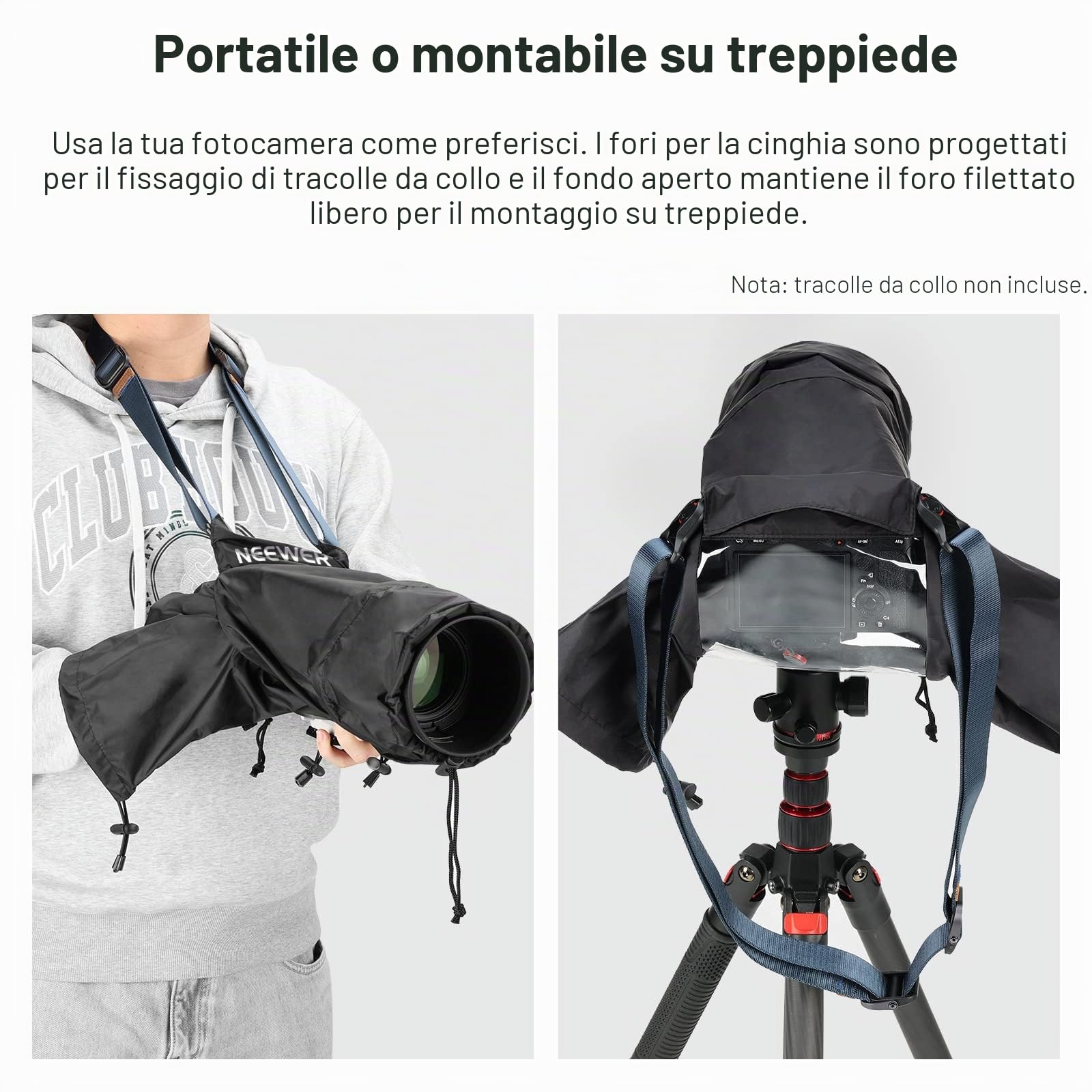 NEEWER Copertura Antipioggia per Fotocamera, Impermeabile in Nylon Resistente di Piccole Dimensioni Compatibile con Canon Sony Nikon DSLR Mirrorless Vlog Camera e Obiettivi Entro 200mm, PB003