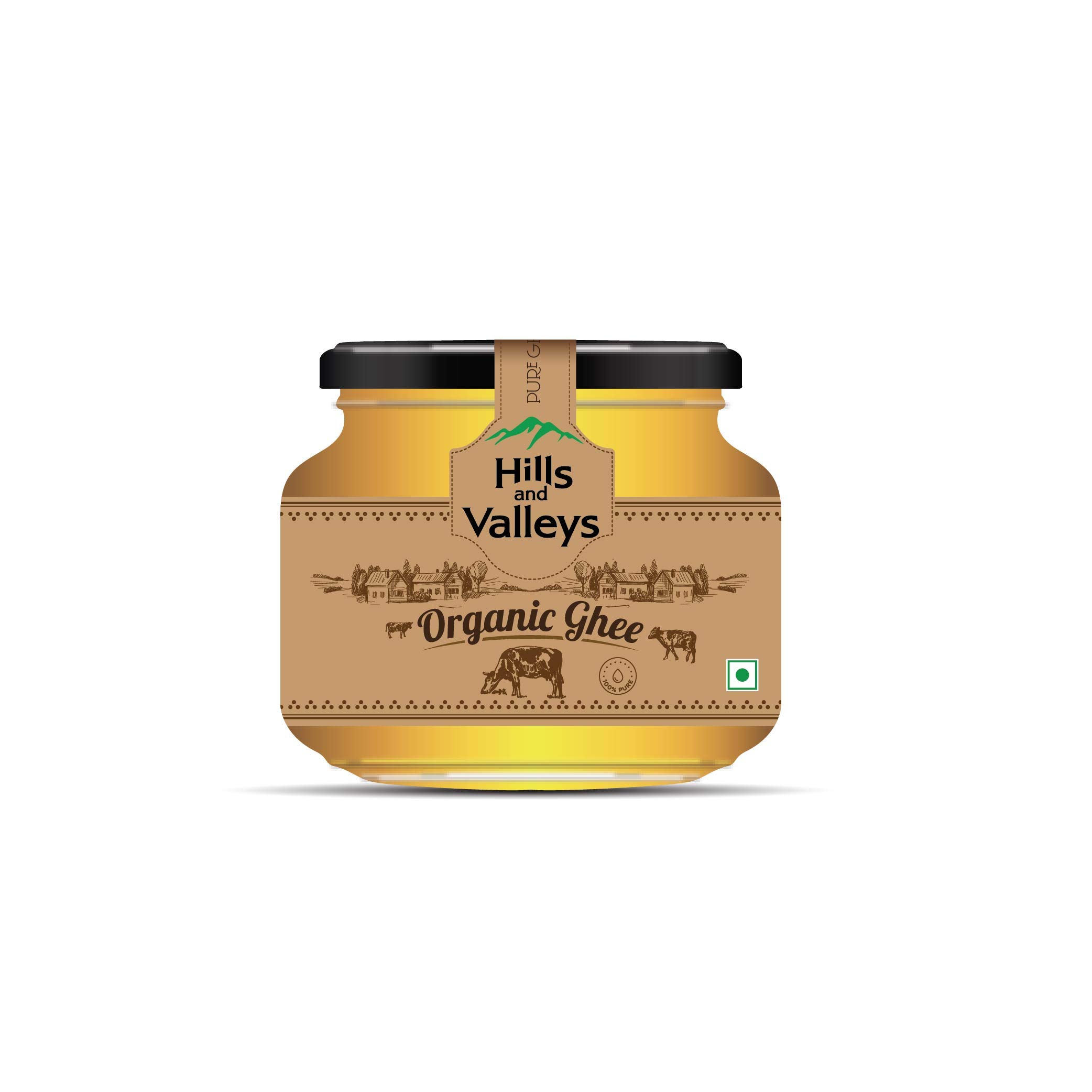 Hills and Valleys Organic Cow Ghee 500 ml| 100% Pure and Organic Desi Ghee With Rich Taste and Aroma.
