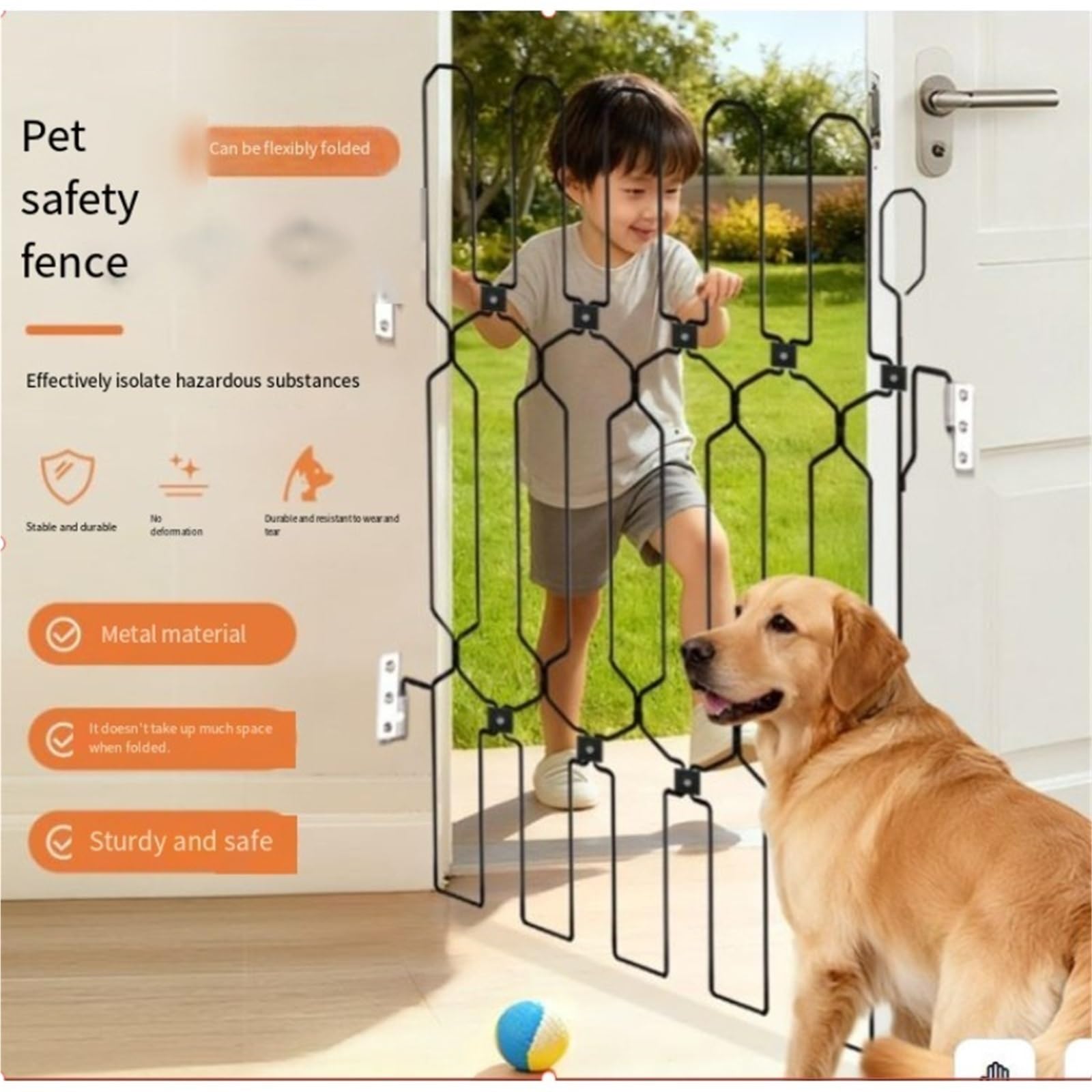 Türschutzgitter Ausziehbar Pet Fence Metal Retractable Cat Door Barrier Home Stairs Guard DogHome, Furniture & DIY, Home Décor, Doors & Doors!(Width 66x Height 78)