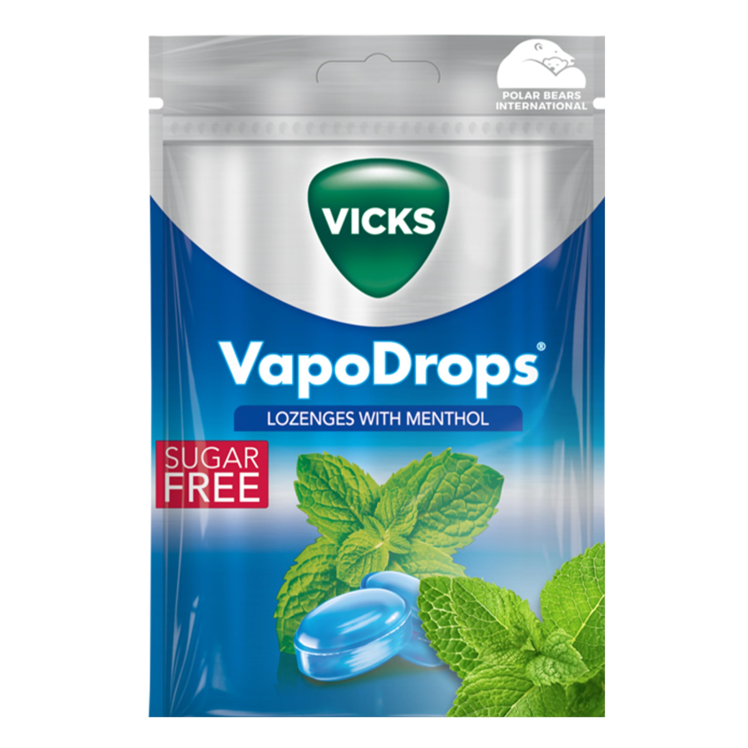 VapoDrops Menthol, Classic Sugar Free Vegan Lozenges With Menthol, Pack 72g
