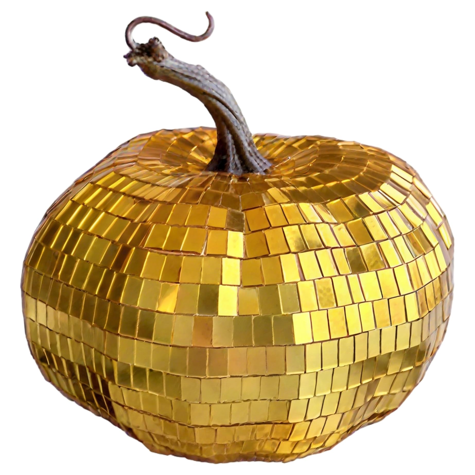 Ameble Disco Pumpkin Glitter Mirror Surface Pumpkin Ornaments Realistic Artificial Farmhouse Decor for Halloween Party KTV Bar 6 Inch Halloween