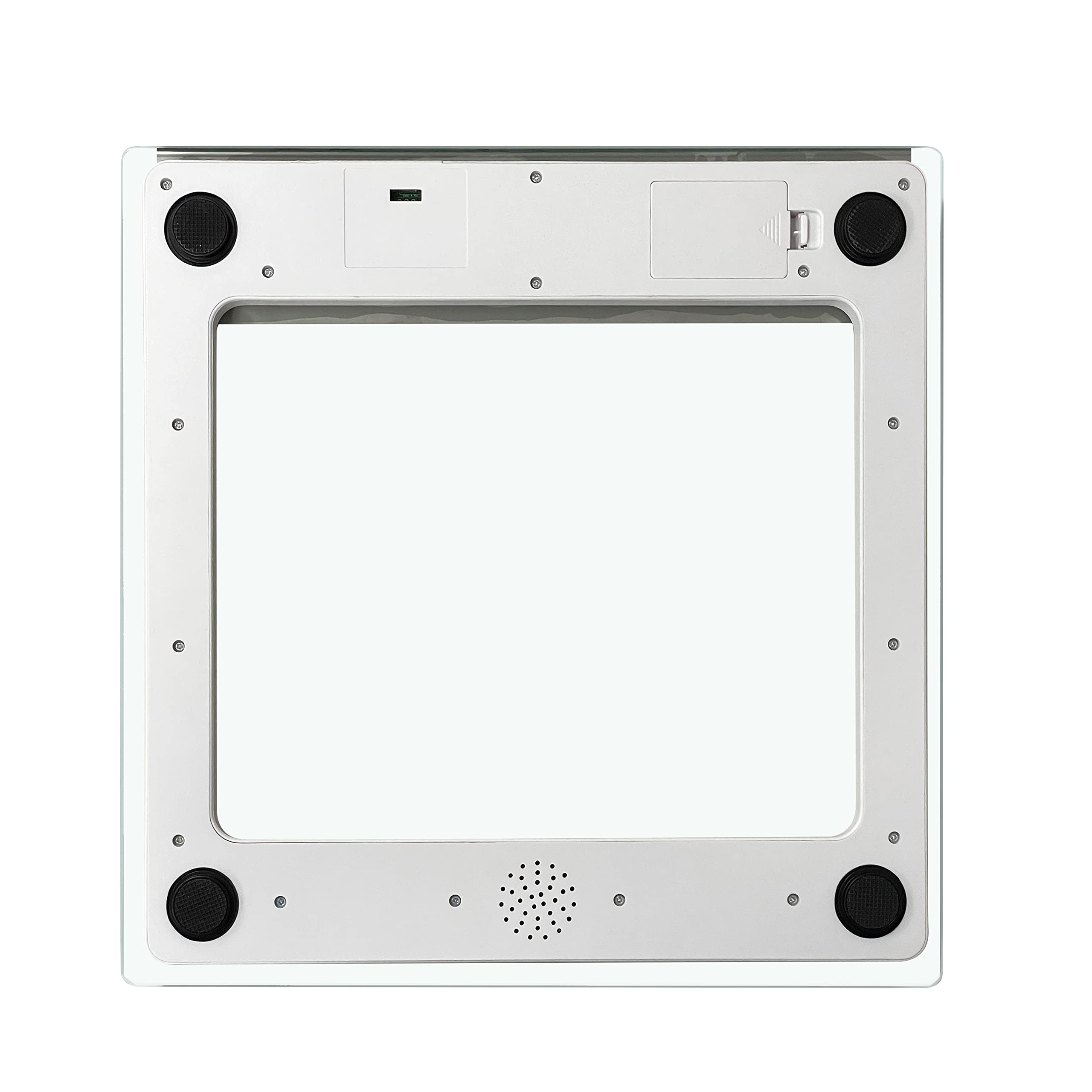 Taylor Báscula digital parlante de baño, 5 idiomas, báscula de peso corporal, báscula blanca, detalles de acero inoxidable de vidrio transparente, capacidad de 440 libras, detalles de acero inoxidable