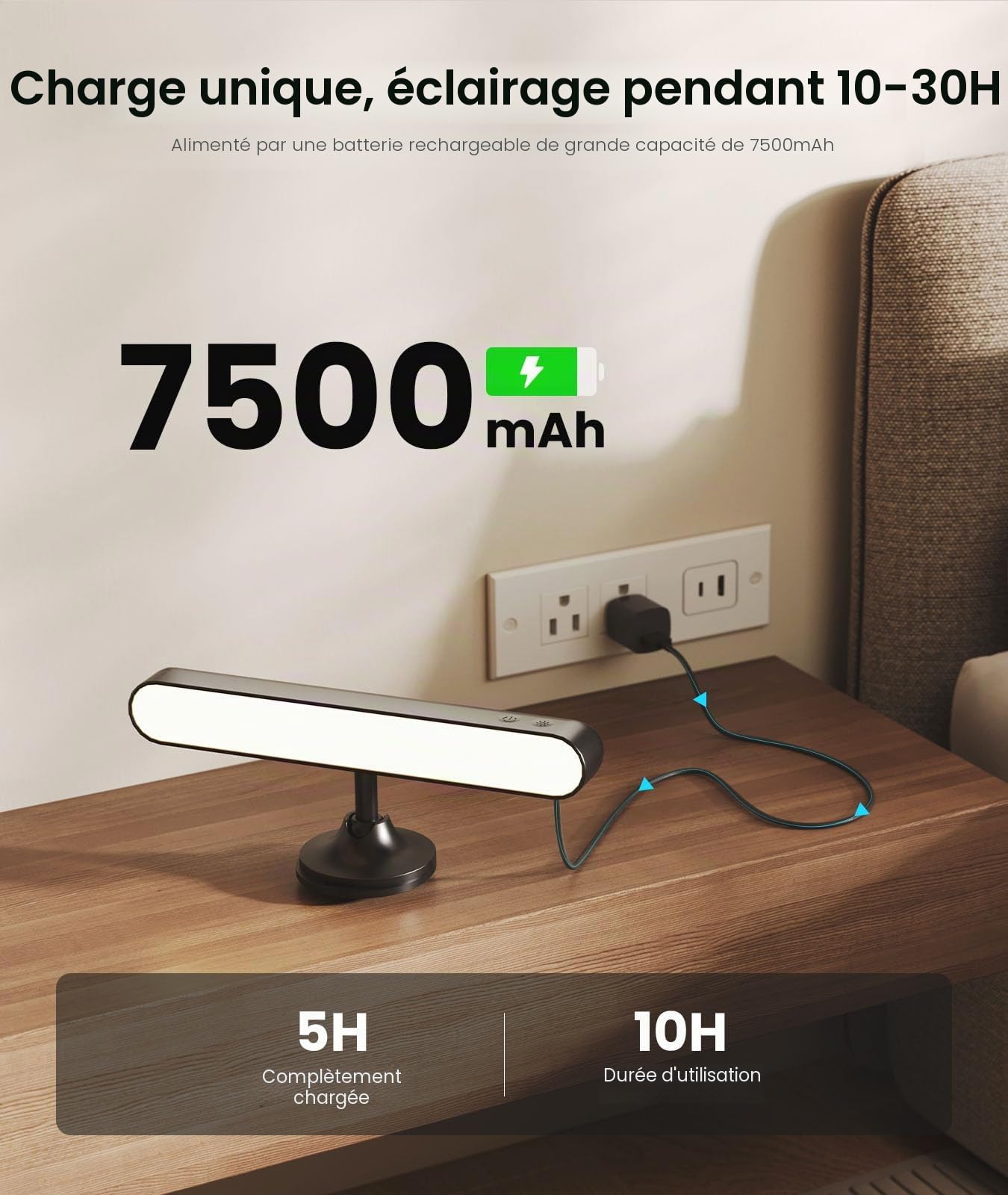 PopoIron Appliques Murales LED Rechargeables 7500mAh, Télécommande, 3 Couleurs, Lampe Murale Sans Fil, Rotative 360°, Intensité Variable, 15 Couleurs RVB