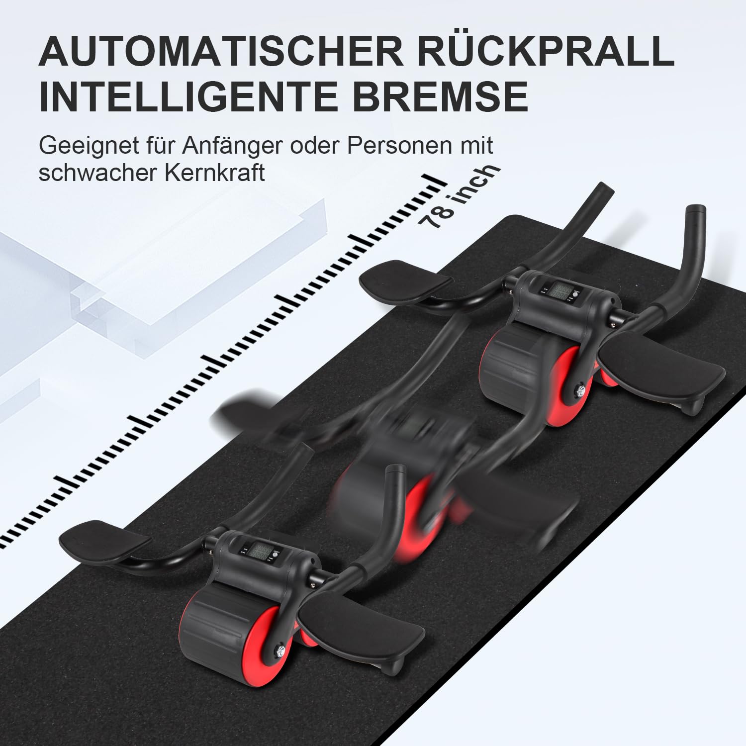 Rueda Abdominal de Rebote Automático con Soporte Para el Codo, Rodillo Aabdominales ab roller con Actualizaciones en Tiempo Real de Calorías Quemadas, Para Entrenamiento en Gimnasio en Casa