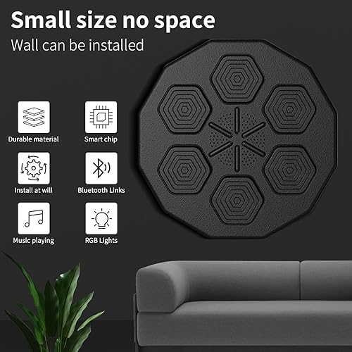 Miniatura 6 de Máquina de boxeo de música, juego de boxeo montado en la pared, objetivo de boxeo inteligente se puede conectar a la máquina de boxeo de música