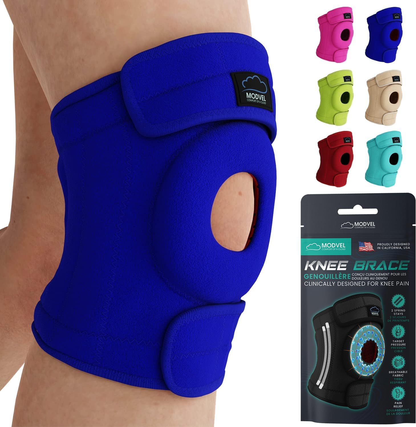 MODVEL Knee Brace for Women & Men with Side Stabilizer - Patella Gel Pad Sleeve - Knee Braces for Women Plus Size for Flexibility & Comfort