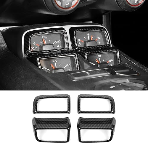 Miniatura 1 de SQQP Marco de tablero de consola central de fibra de carbono Bisel 4 piezas para Chevrolet Chevy Camaro 2010-2015