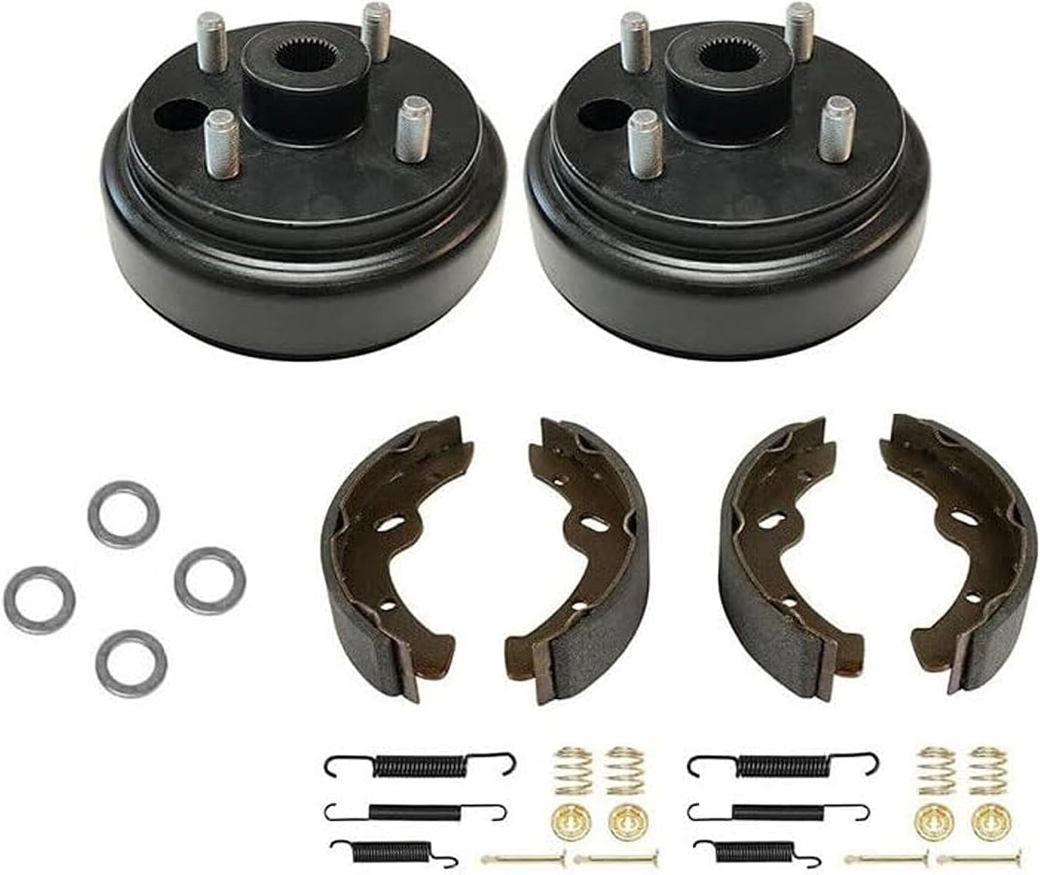 Huskey Parts Company 2X Brake Drums Shoes Spring Kit for EZGO 4 Cycle Gas Workhorse 1200 1996-2003