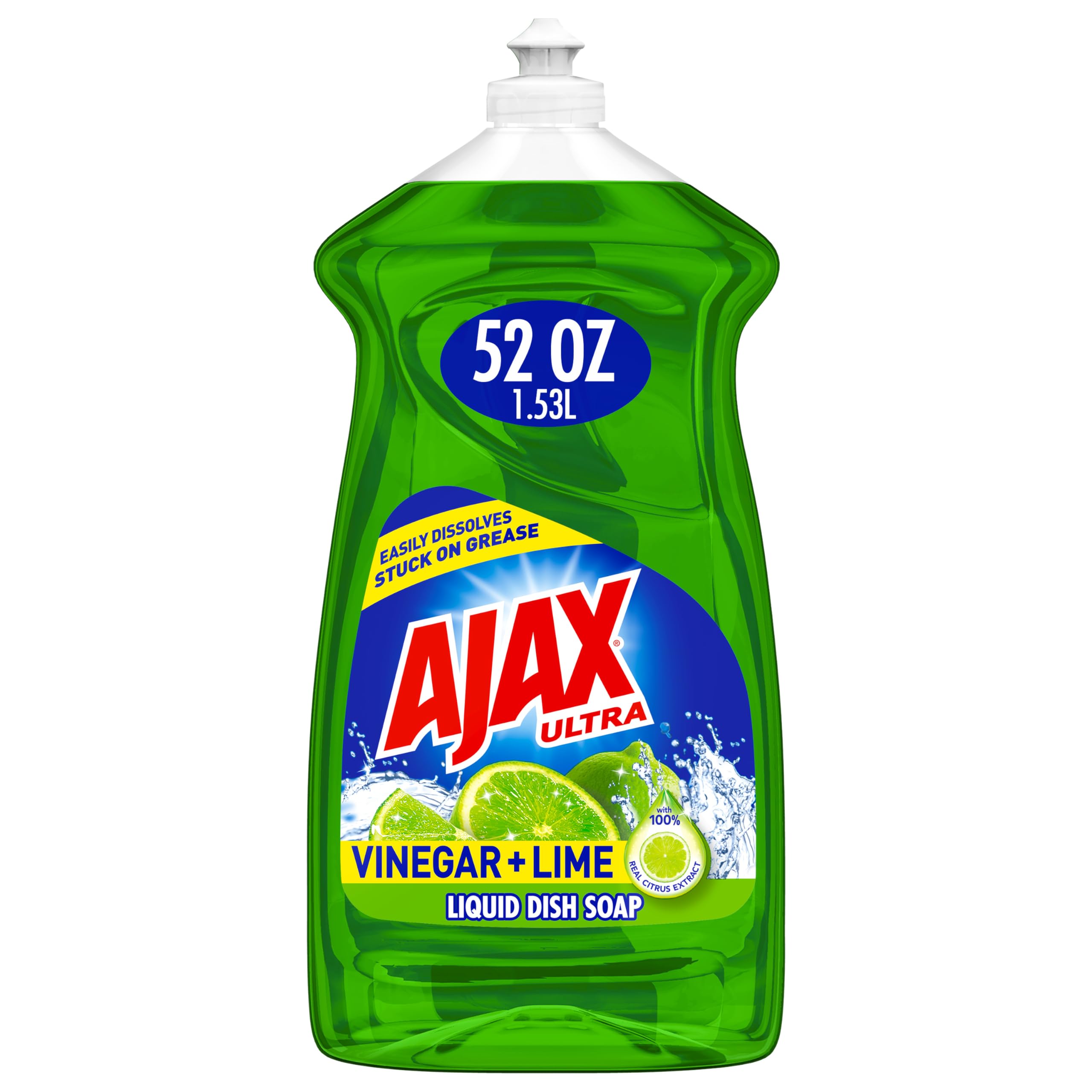 AjaxUltra Liquid Dish Soap Vinegar and Lime Scent, Sparkling Clean Dishes, 52 oz Bottle