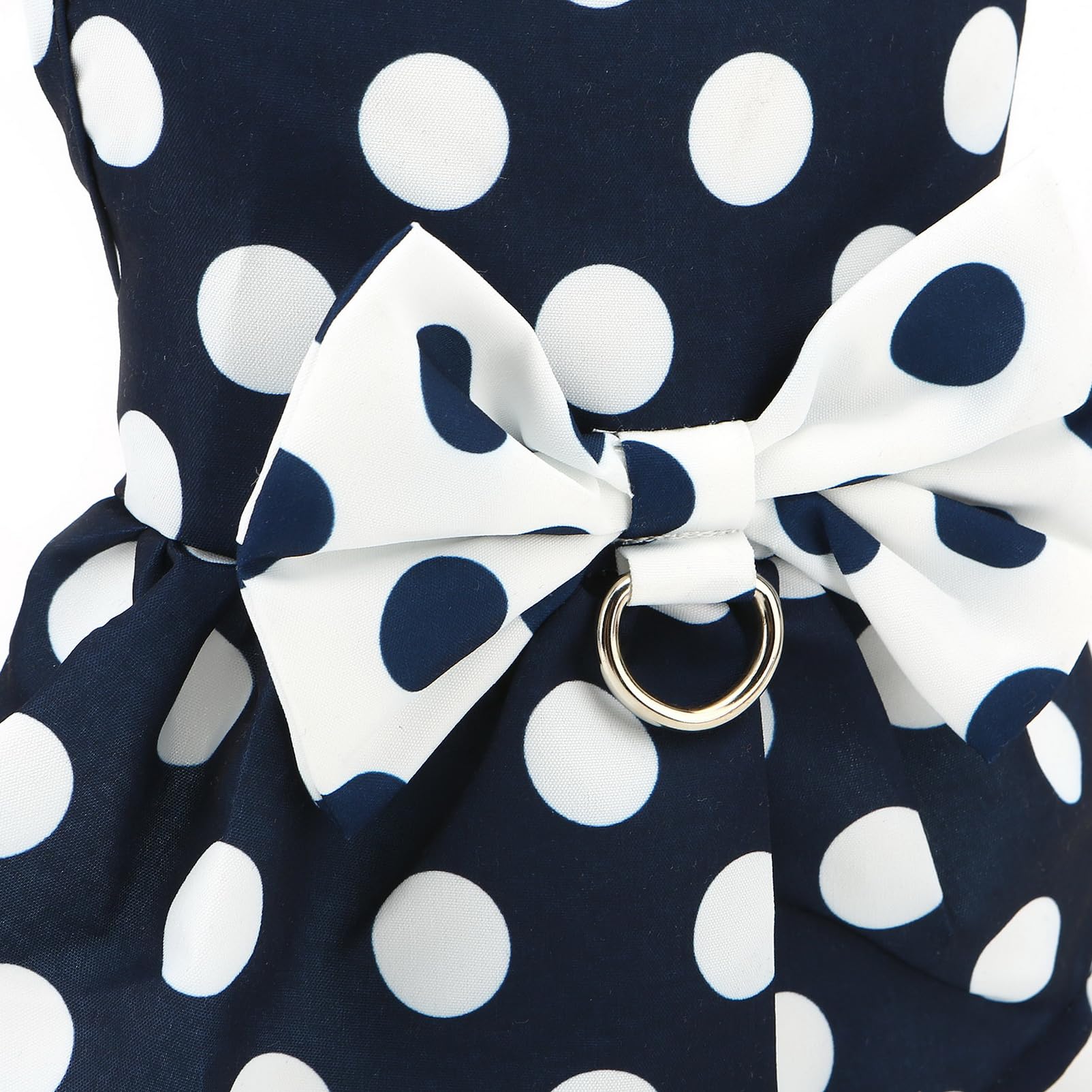 SMALLLEE_LUCKY_STORE Robe harnais à pois pour petit chien et fille – Robe harnais avec anneau en D et nœud – Vêtement respirant pour animal domestique – Vêtements pour chihuahua, yorkshire, chat,