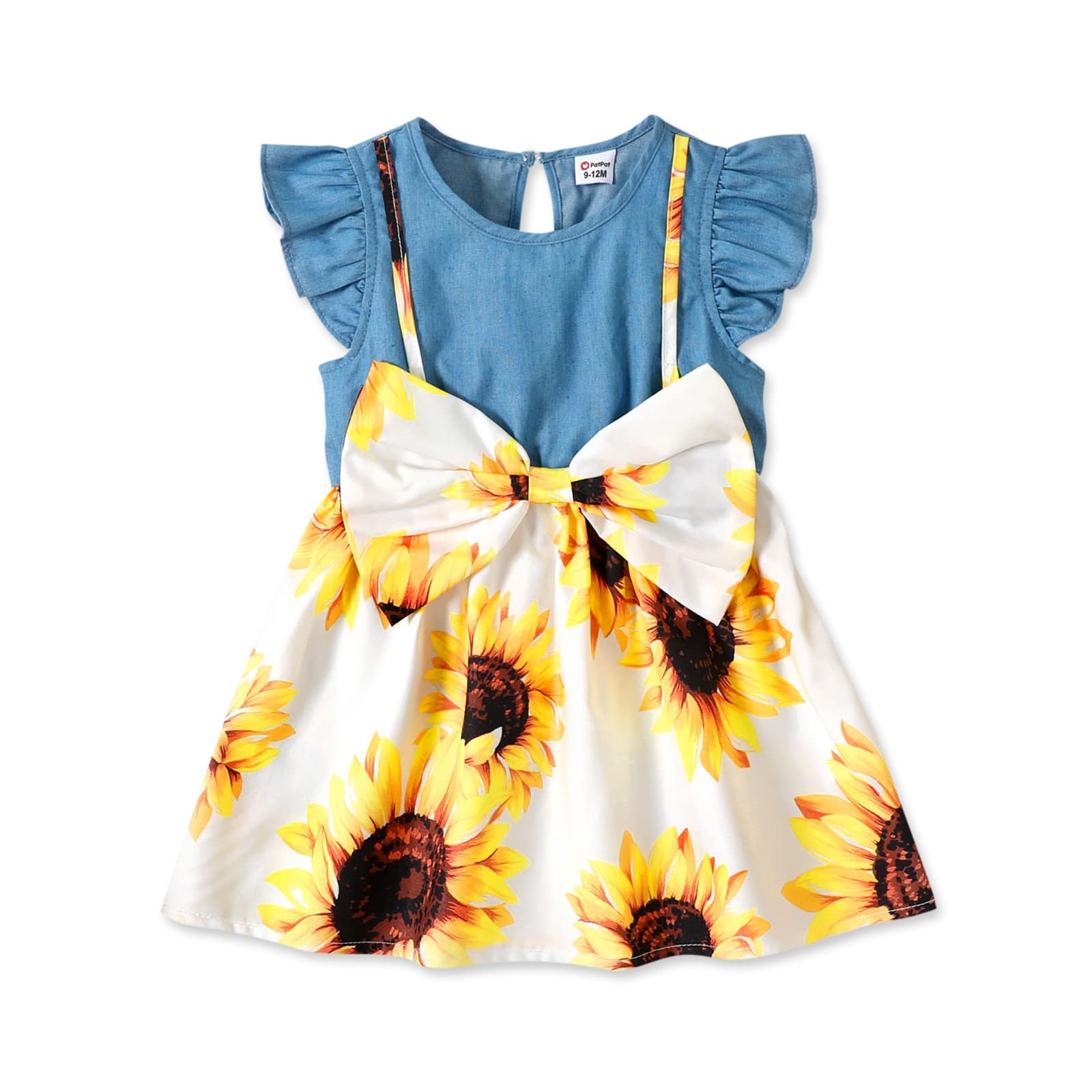 Toddler Baby Girl Dresses Sleeveless Summer Clothes Infant Denim Bow Top Splicing Floral Skirt Sundress 3-24 Months