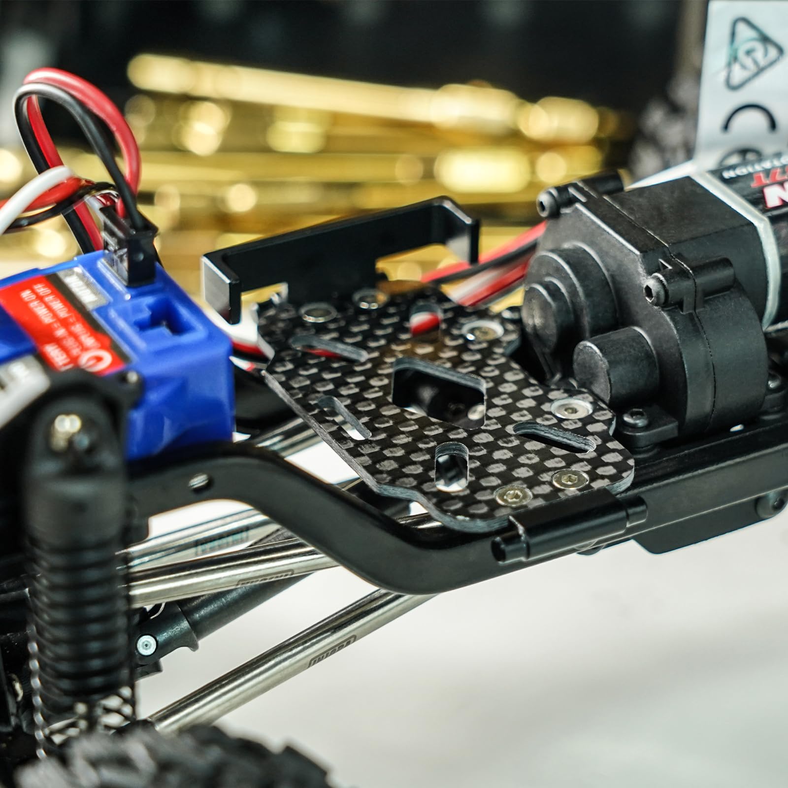 INJORA Kit de Châssis en Fibre de Carbone LCG avec Plateau de Batterie pour TRX4M Defender Bronco K10 F150 1/18 RC Crawler Upgrade
