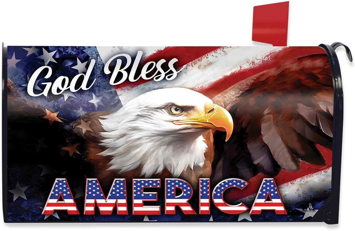 Briarwood Lane God Bless America Eagle Mailbox Cover