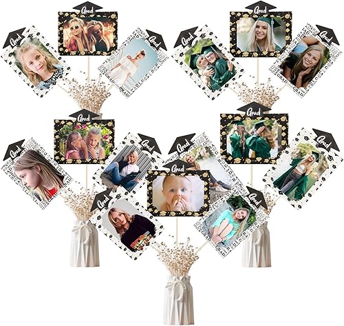 Decoraciones de graduación 2023, 15 piezas de centros de mesa de graduación para mesas, centros de mesa de fiesta de graduación, palillos para