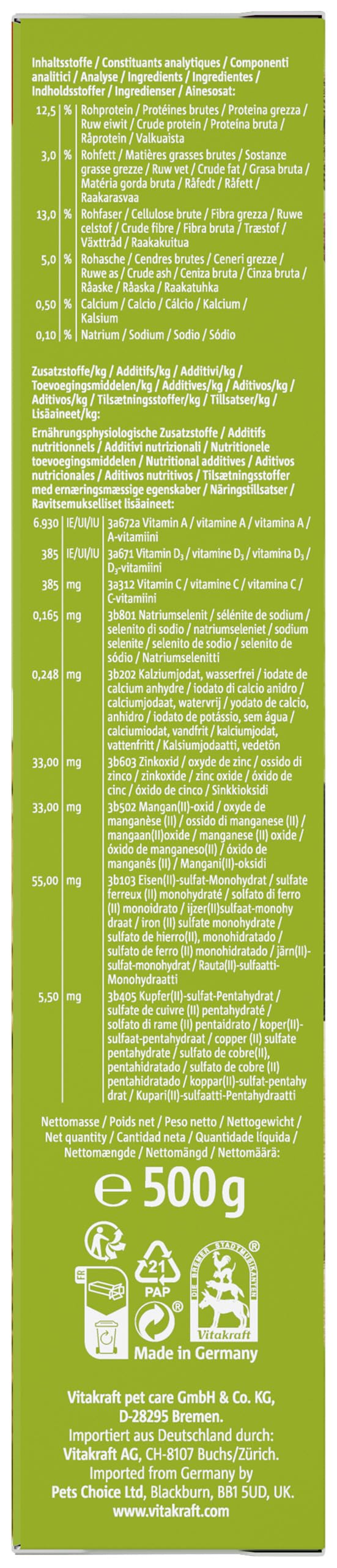 Vitakraft Rollis, Knusperringe für Nager, calciumarm, mit Luzerne, als Ergänzung zum Hauptfutter oder als Snack zwischendurch, ohne Zusatz von Zucker und Getreide (7X 500g)