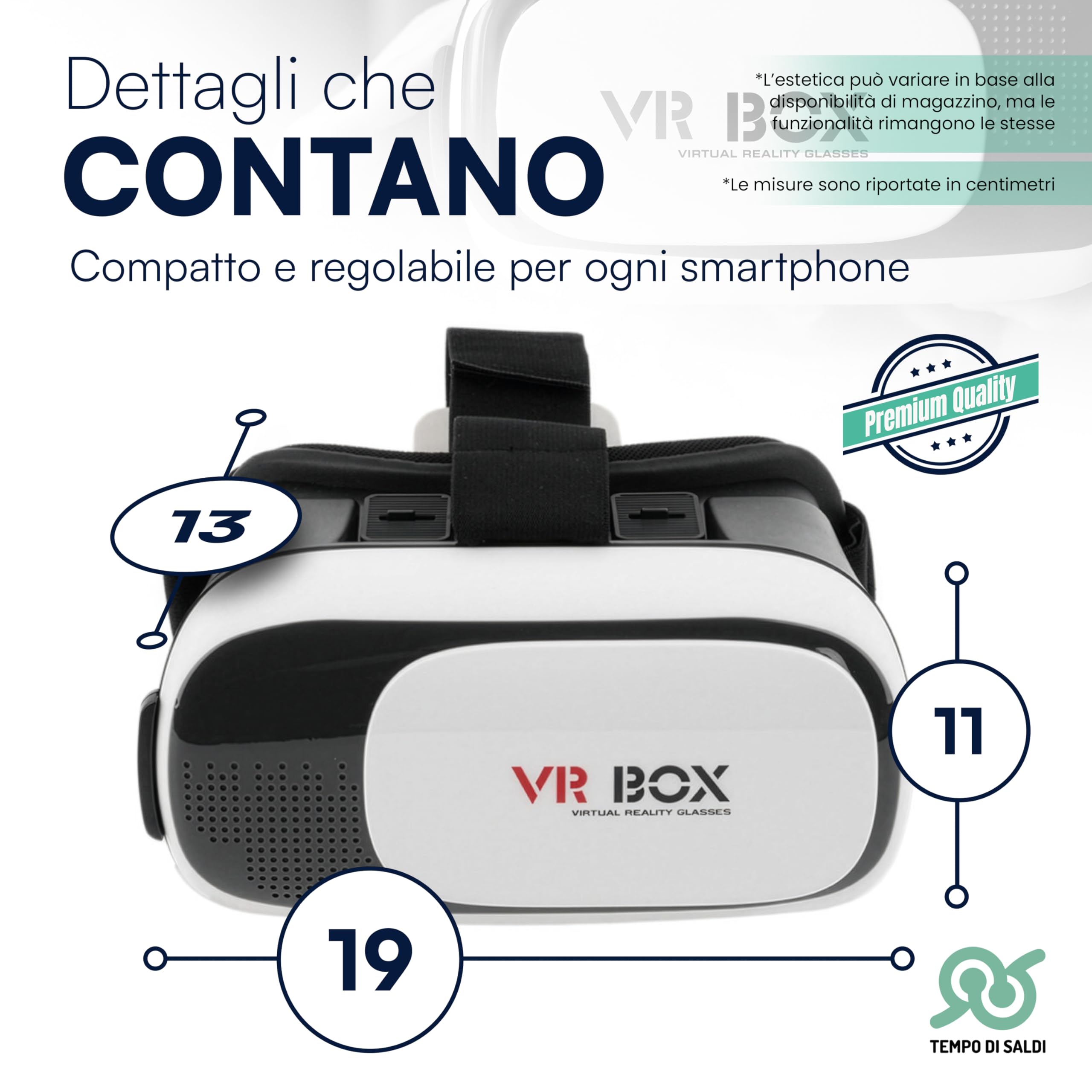 TEMPO DI SALDI Visore Realtà Virtuale 3D compatibile IOS e Android, Visore VR Smartphone da 4.7 a 6 pollici, Occhiali VR per giochi, video e Virtual Reality immersiva