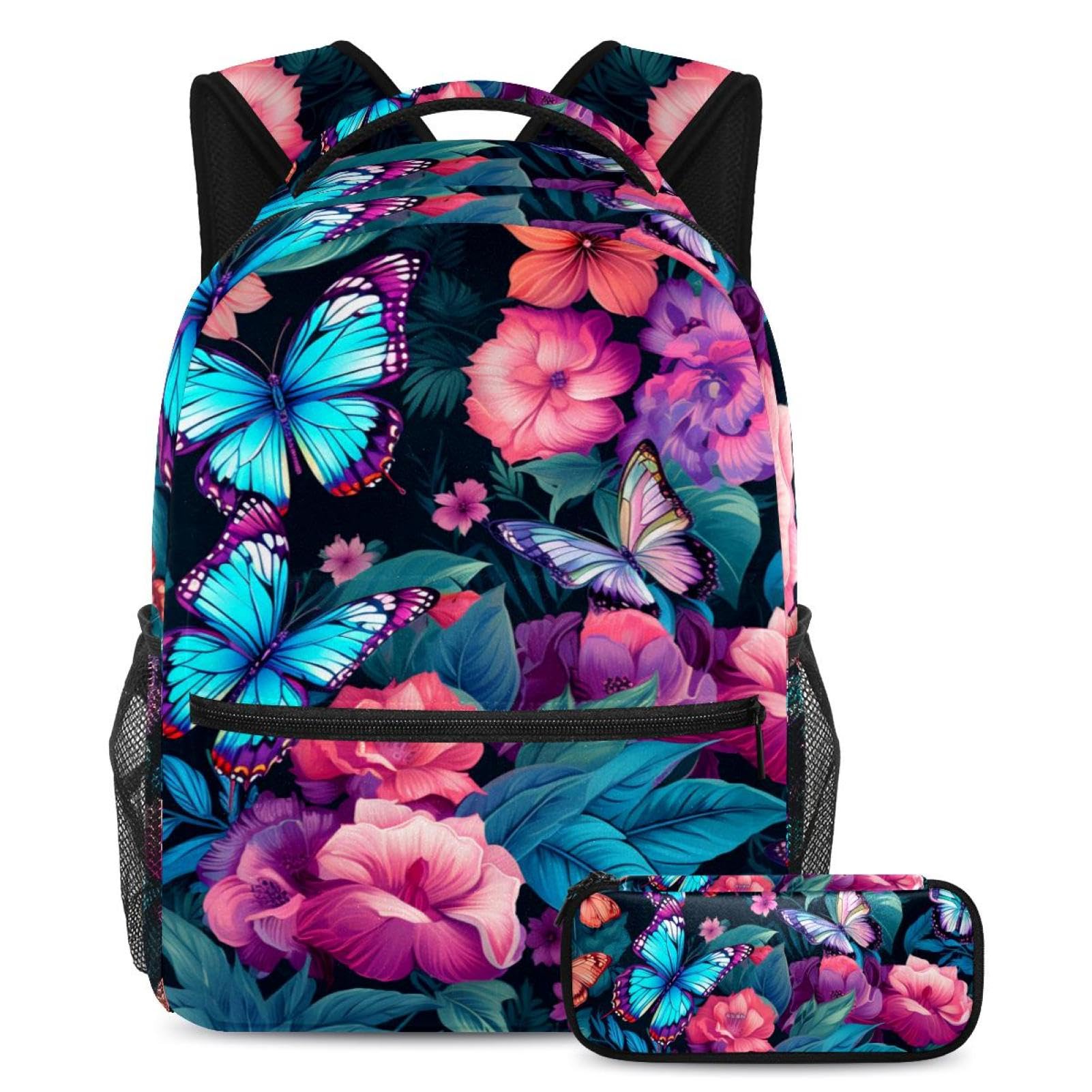 Sac à dos papillons colorés grand format pour le collège - 7