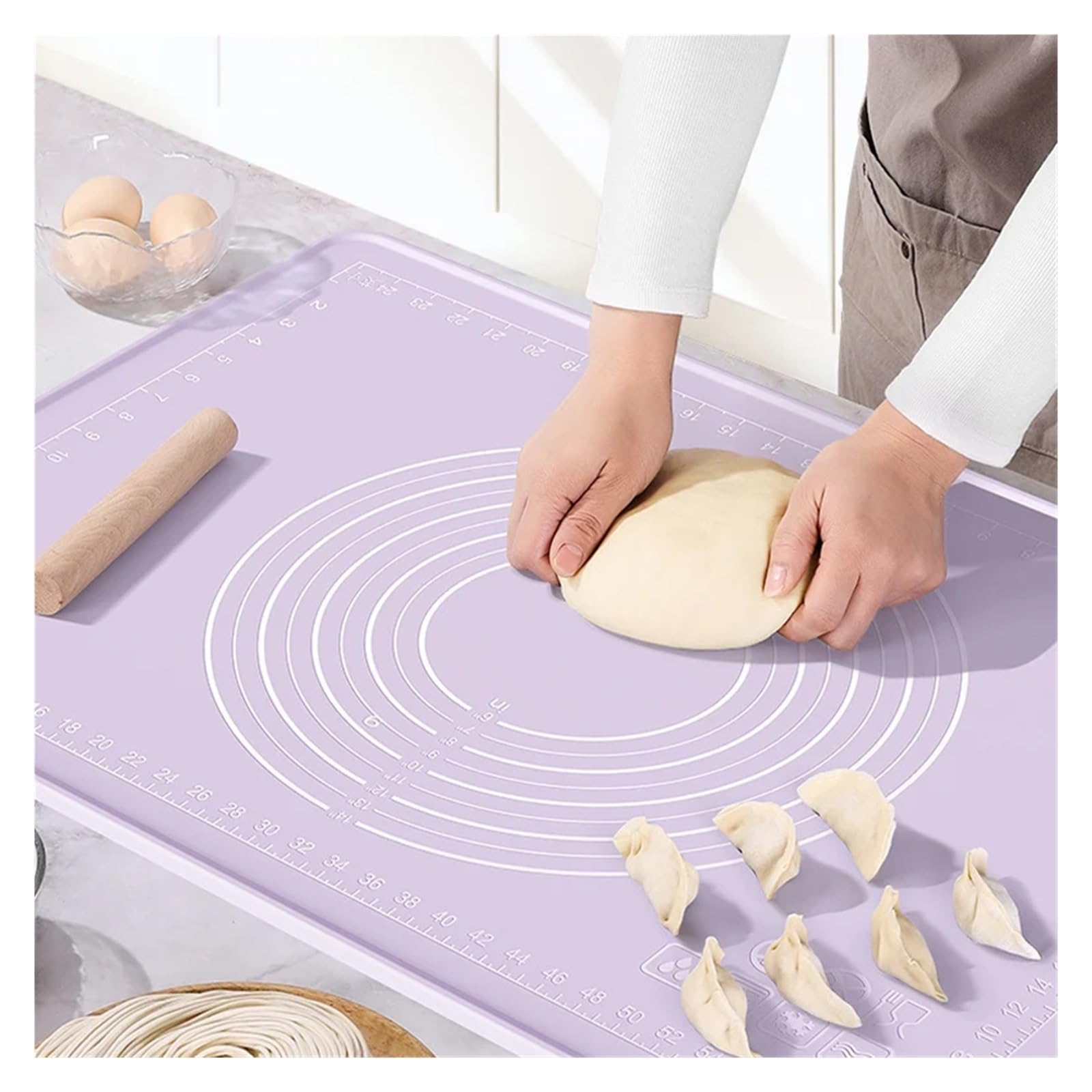 Antihafte rutschfeste Backunterlage 1PC Silikon Backen Verwenden Matte Antihaft Pizza Teig Gebäck Nudel Kneten Pad Blatt Küche Werkzeuge (Color : Purple, Size : 60x80cm)