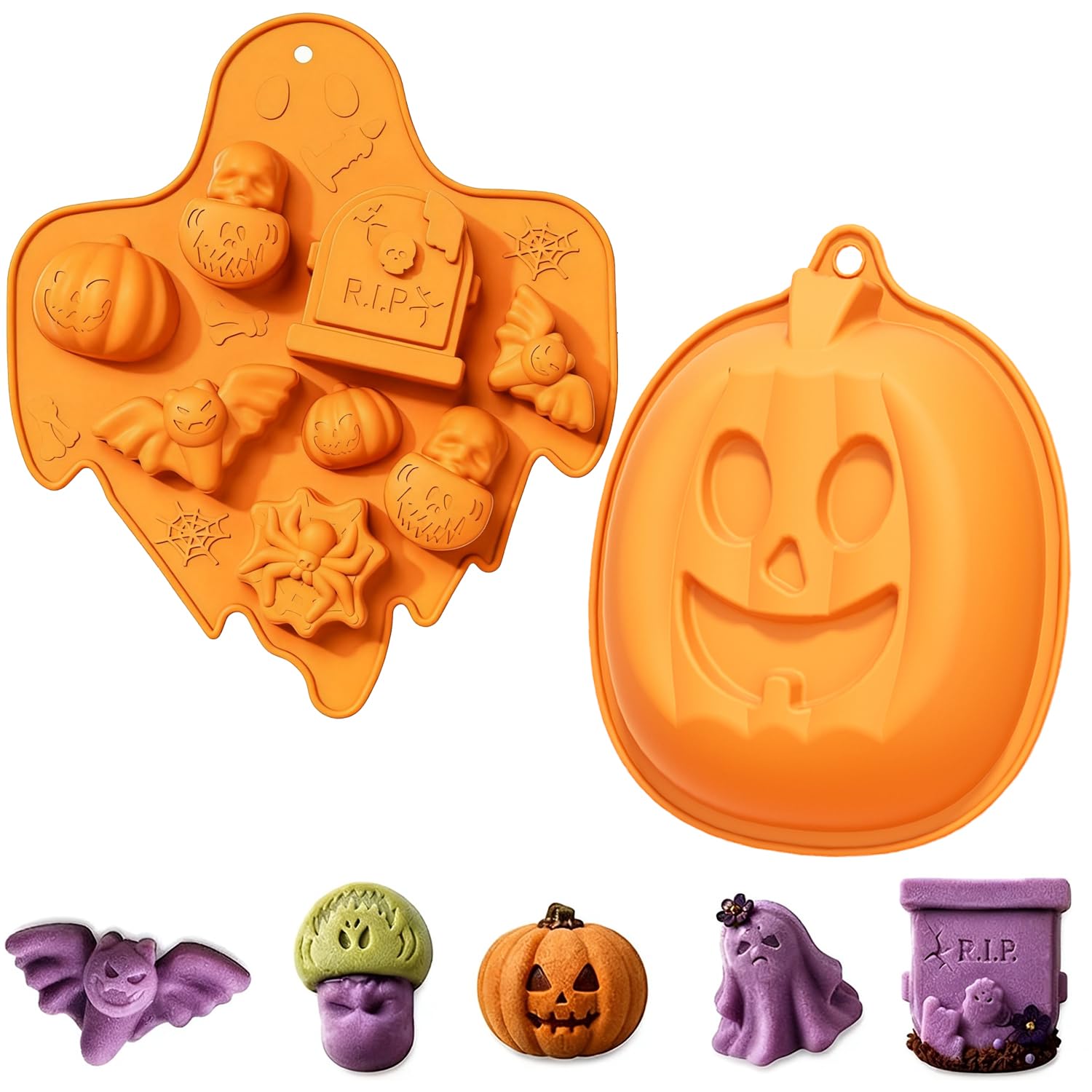 YXHZVON Halloween Silicone Molds, 2PCS Halloween Chocolate Mold