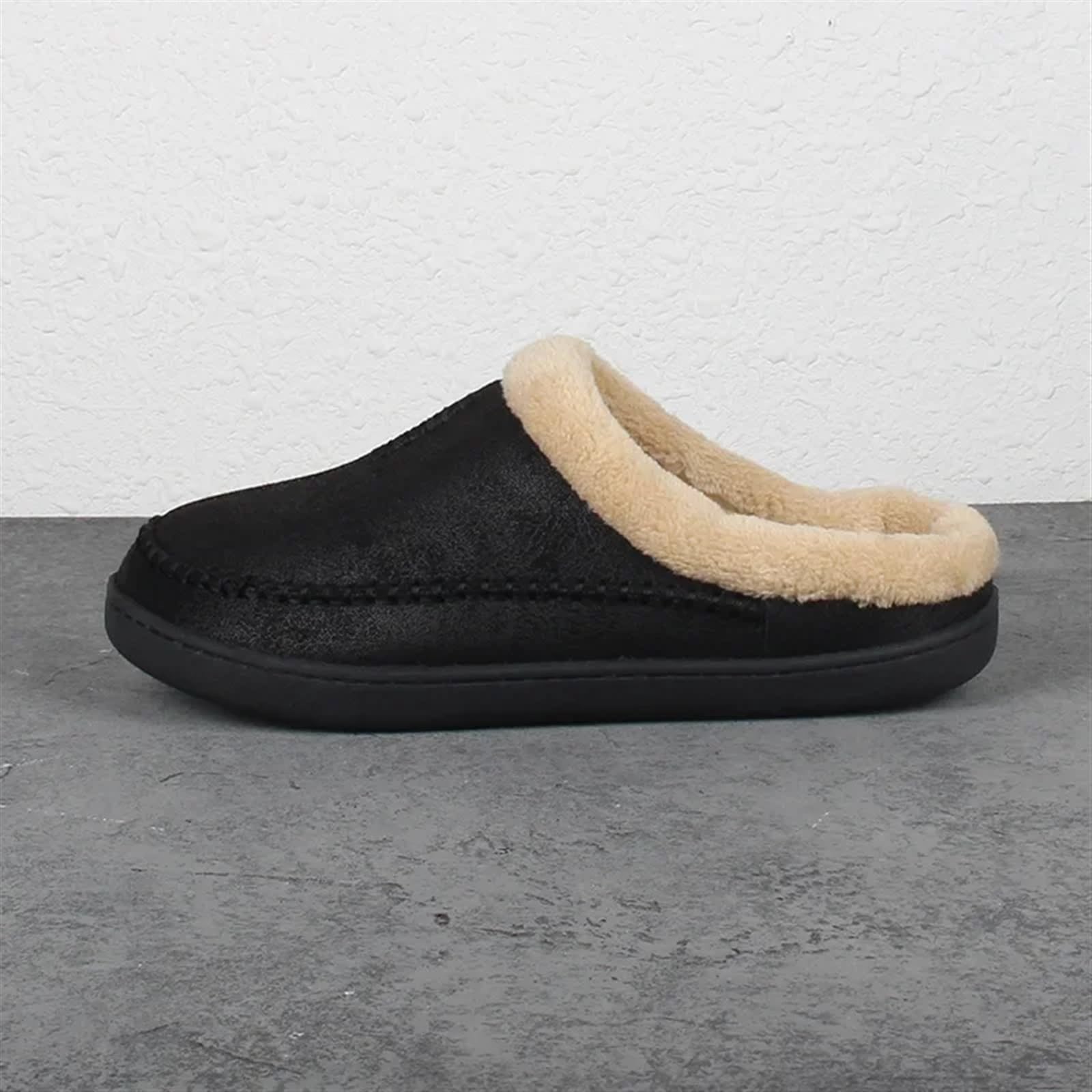 Pantofole da uomo in cotone Pantofole da uomo Home Winter Indoor Peluche Scarpe calde casa in pelle impermeabile con fondo spesso in cotone
