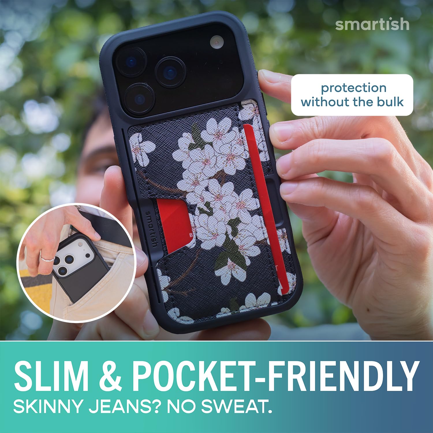 Smartish® Custodia a portafoglio per iPhone 17 Pro - Portafoglio Slayer Vol. 2 [Sottile + protettivo] Porta carte di credito con supporto - Custodia con slot per carte nascosto a prova di caduta per