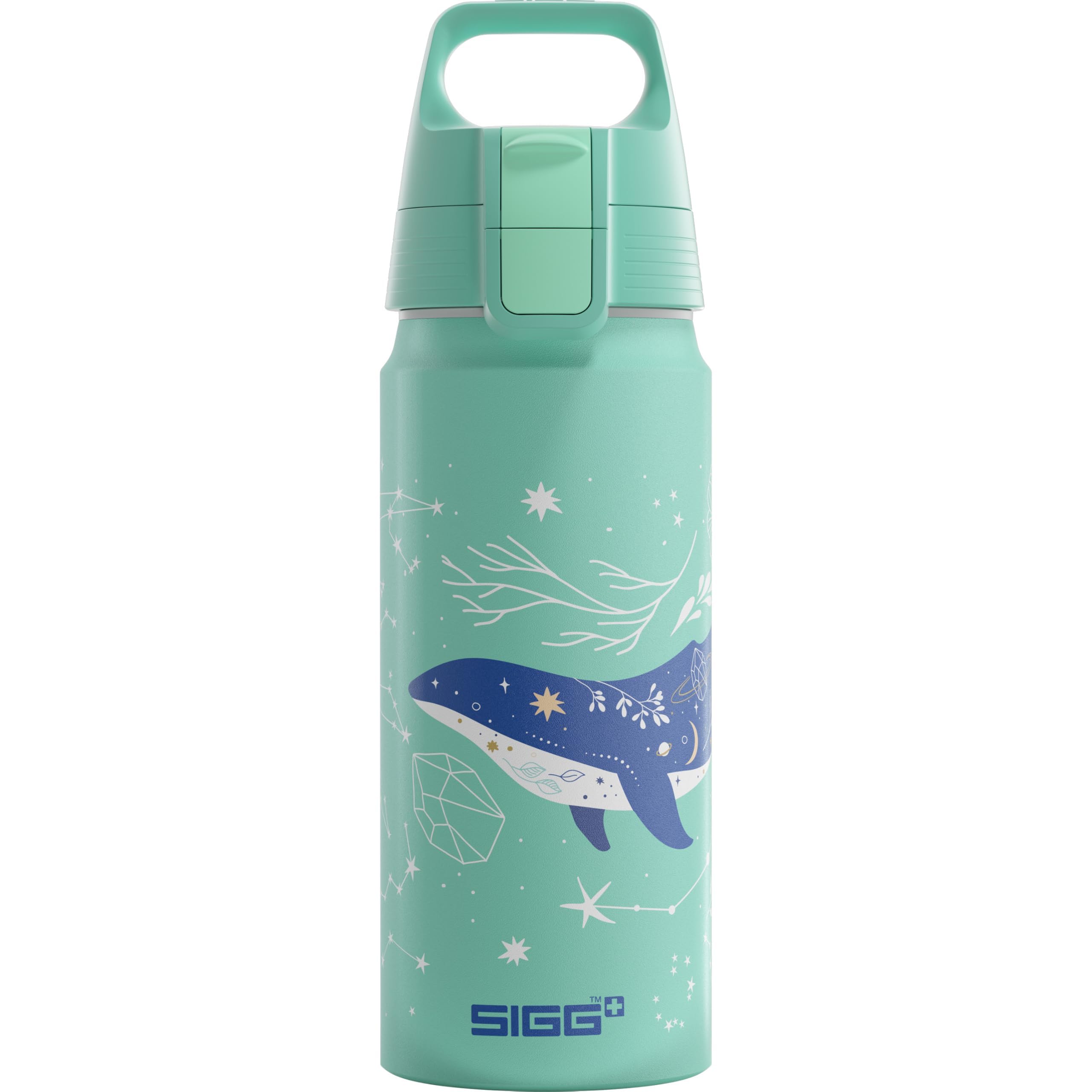 Sigg - Alu Trinkflasche Kinder - WMB ONE Dive - Für Kohlensäurehaltige Getränke Geeignet - Auslaufsicher - Federleicht - BPA-frei - Klimaneutral Zertifiziert - Sport & Schule - Helltürkis - 0,6L