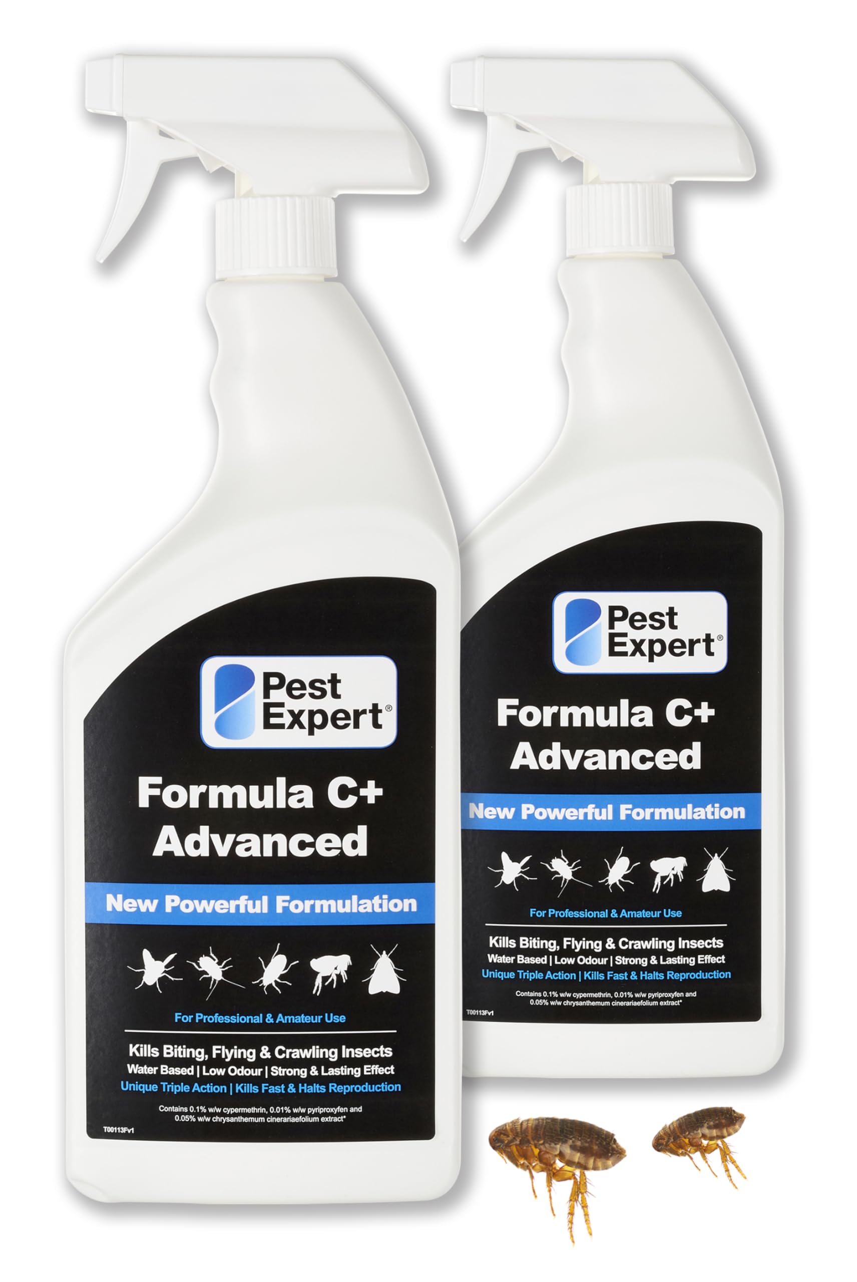 Pest Expert Flea Killer Spray For The Home & Carpets 2 x 1Ltr - Formula 'C+' Advanced Flea Spray Fast-Acting & Long-Lasting Control for Cat Dog Fleas Treatment - Professional Strength For Amateur Use