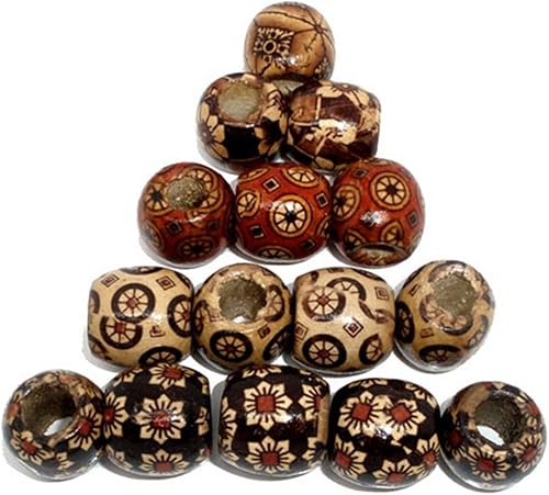 Miniatura 9 de HOUSWEETY 100 cuentas espaciadoras de madera pintada natural de 0.39 pulgadas (0.394in), cuentas redondas sueltas de madera para hacer joyas,