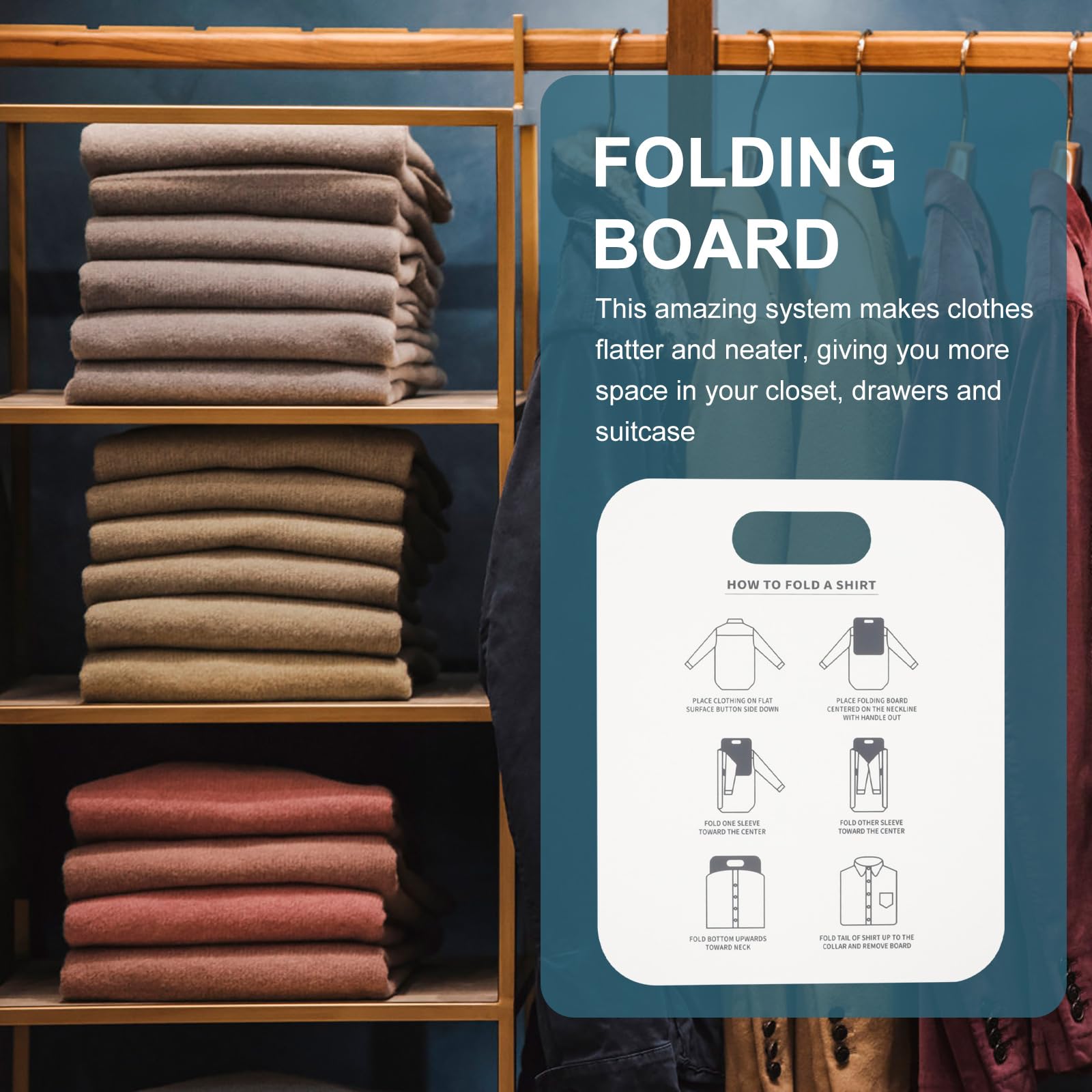 Cabilock Lot de 6 planches à vêtements pliantes pour vêtements, pantalons pliants pour chemise, pantalon, planche pliante en plastique, modèle de formulaire de chemise, doublure de vêtements de voyage