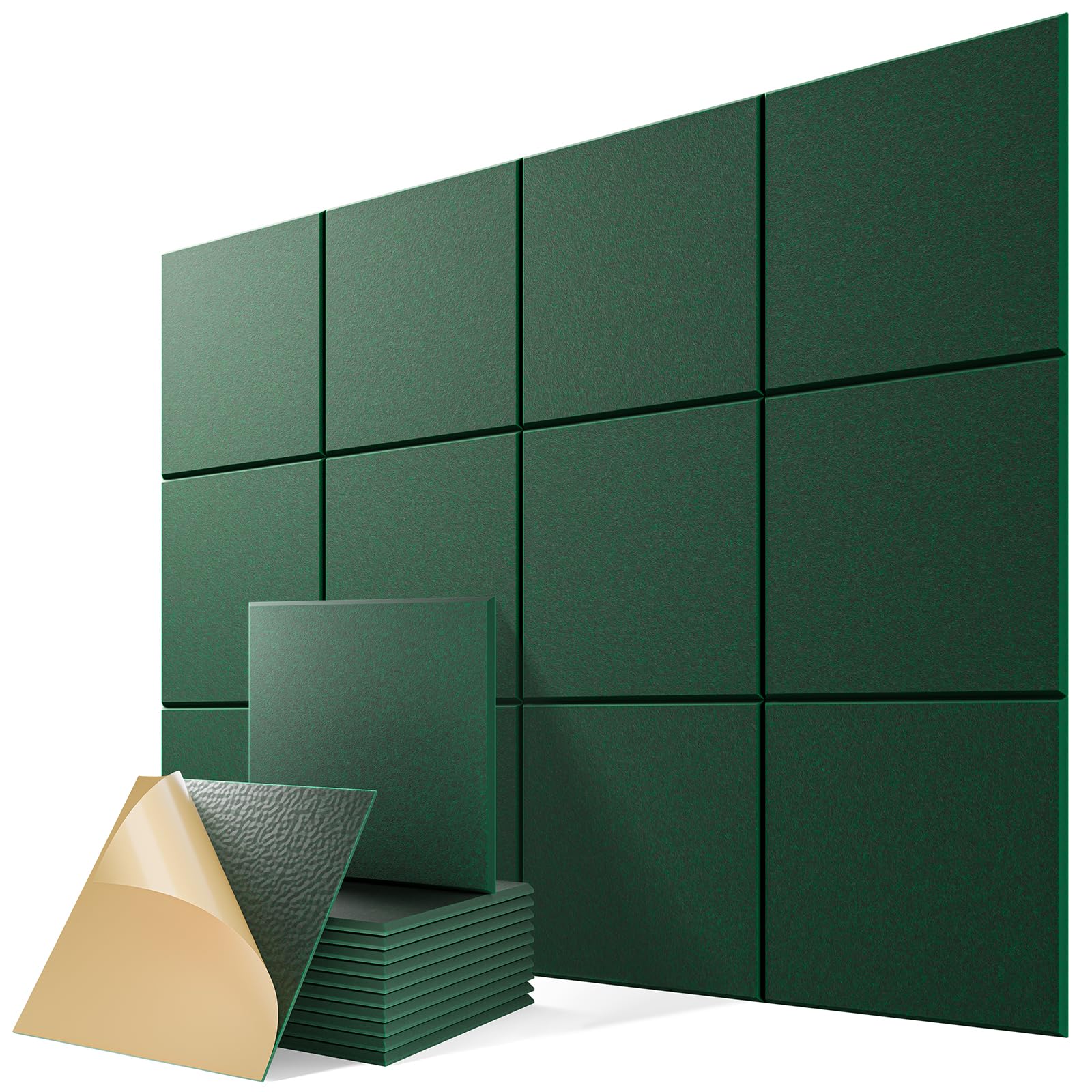 12 Pack Self-Adhesive Sound Proof Foam Panels for Walls, 12"x12"x0.4"